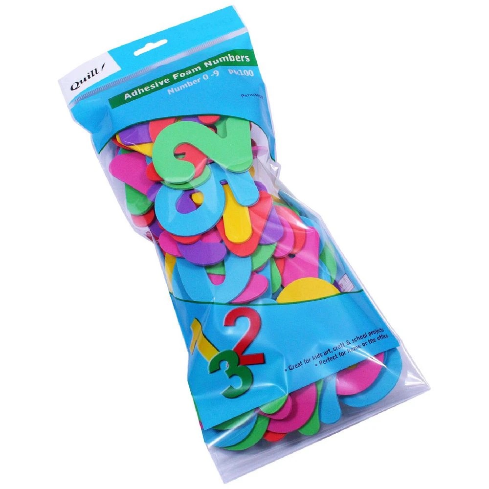 1 Quill Adhesive Foam Numbers Assorted Colours 100 Pack, 1 of 1