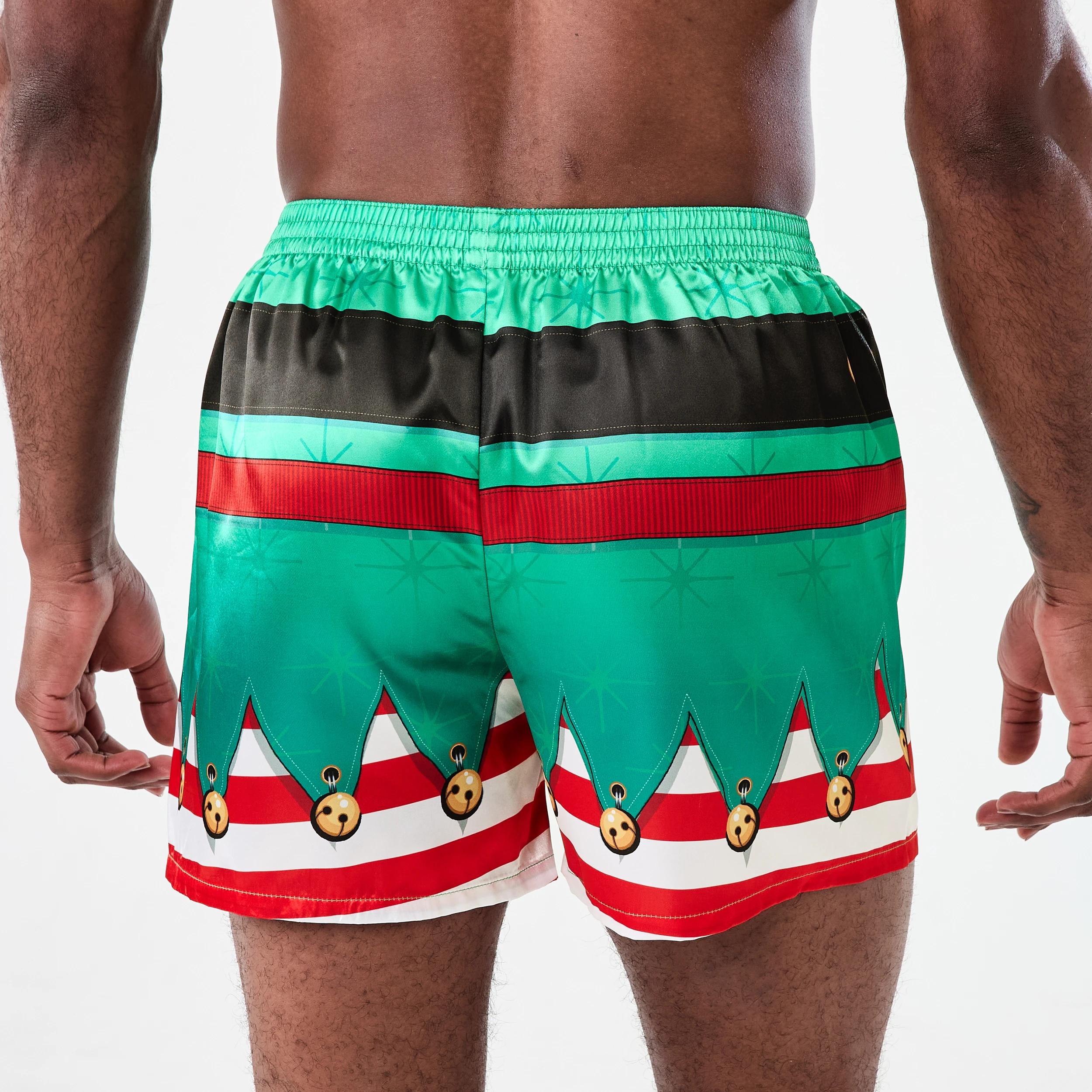4 Printed Satin Boxers with Santa Hat Elf Suit26, 4 of 6