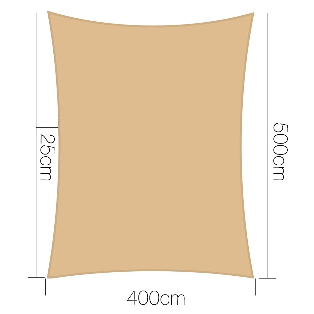 2 Instahut Shade Sail 4x5m Rectangle 280GSM 98% Sand Shade Cloth - Beige, 2 of 6