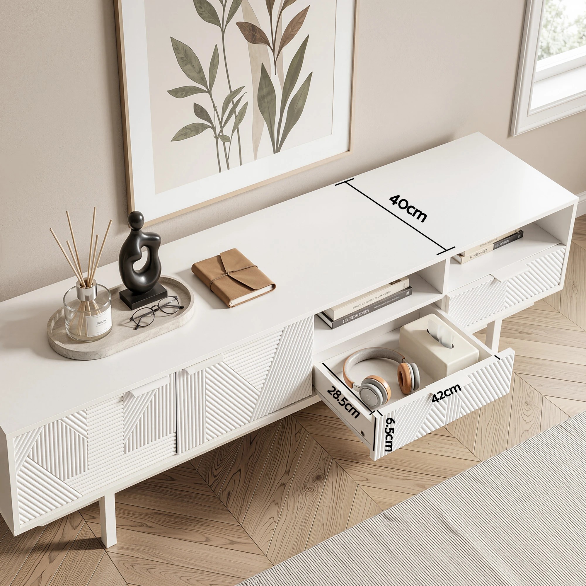 6 Artiss TV Unit Entertainment Unit Storage Cabinet Drawer 200cm - White, 6 of 10