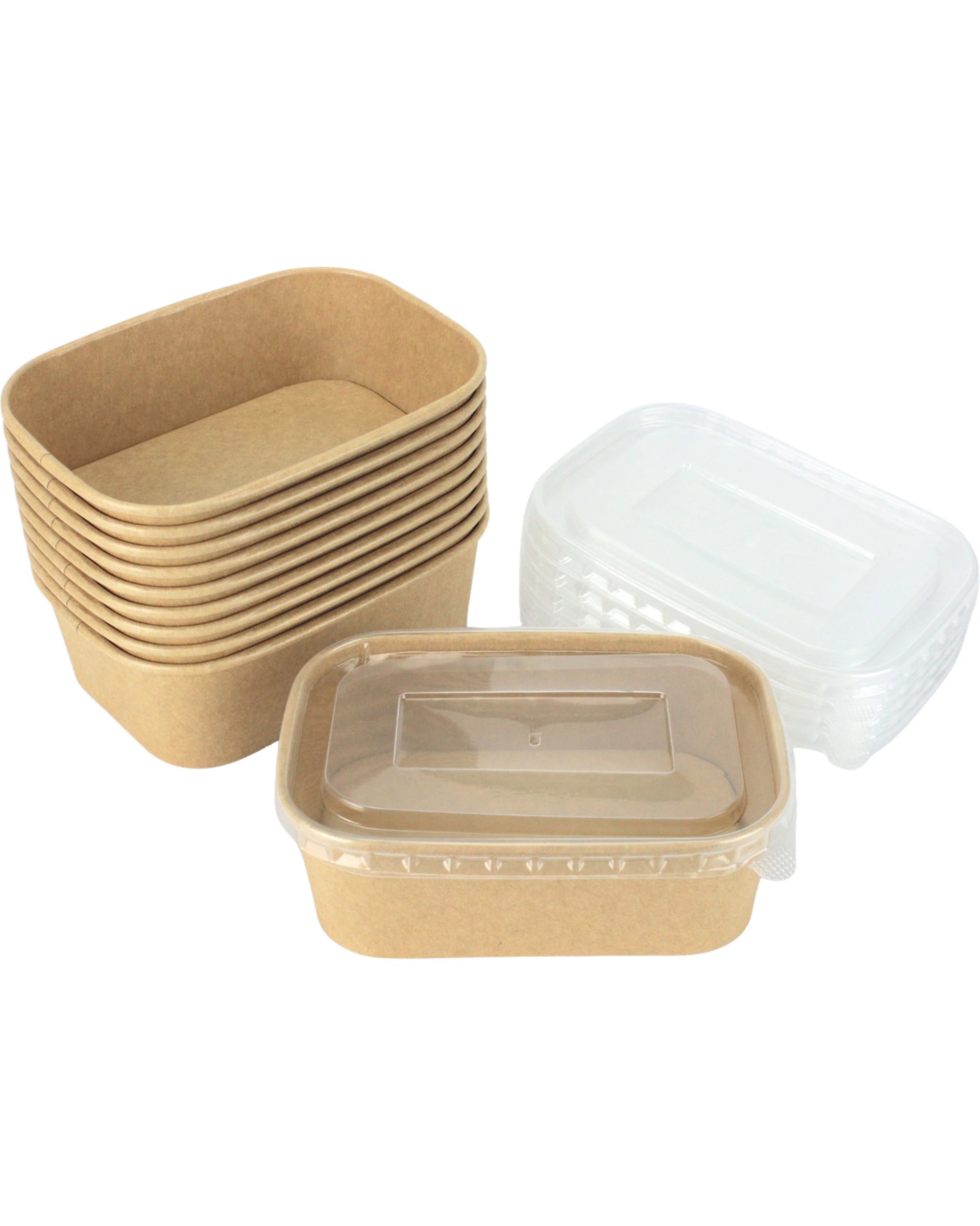1 Partyware Earth Eco Food Containers With Lids 750ml Pack of 10 - Natural Clear, 1 of 4