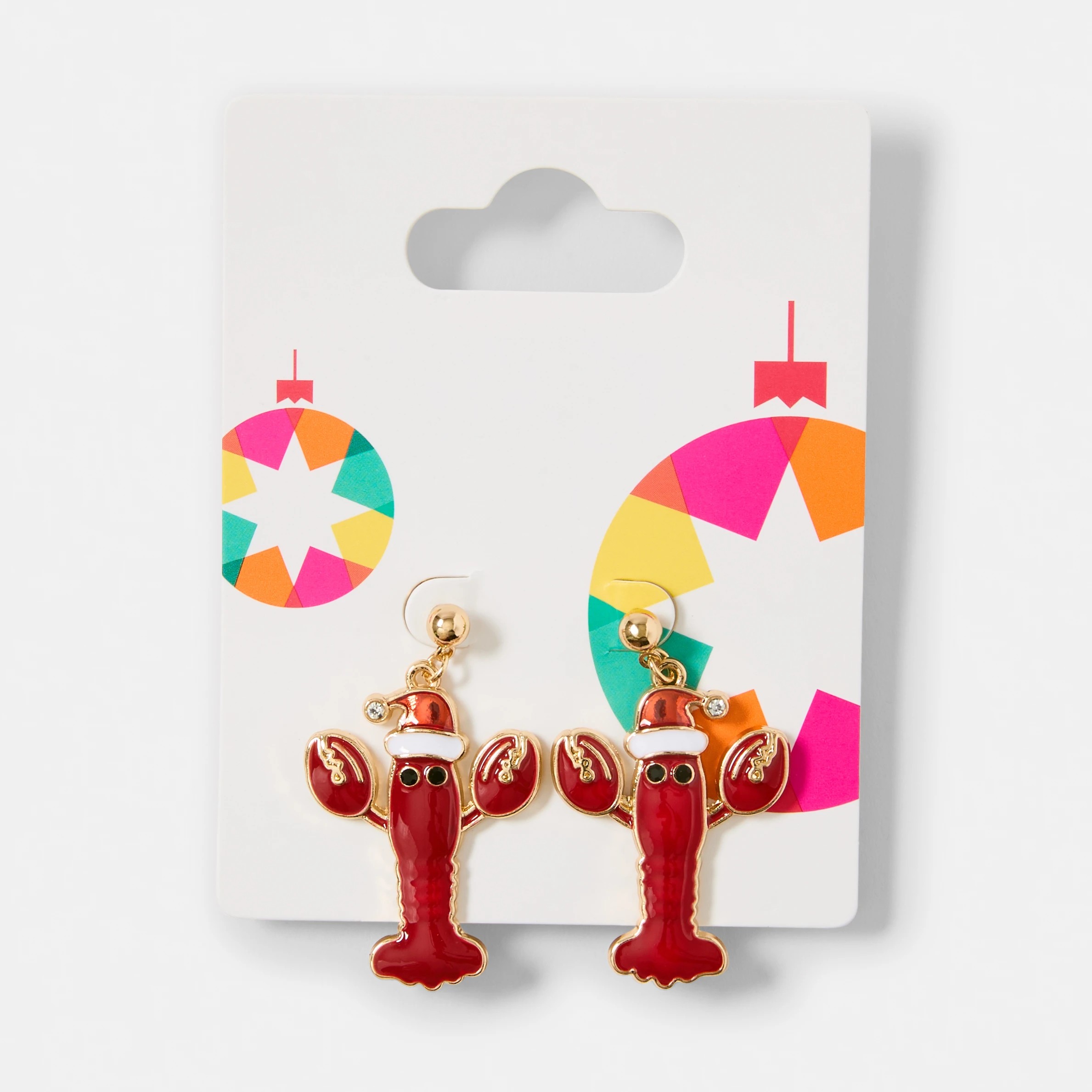 5 Christmas Lobster Earrings - Gold Tone and Red, 5 of 5