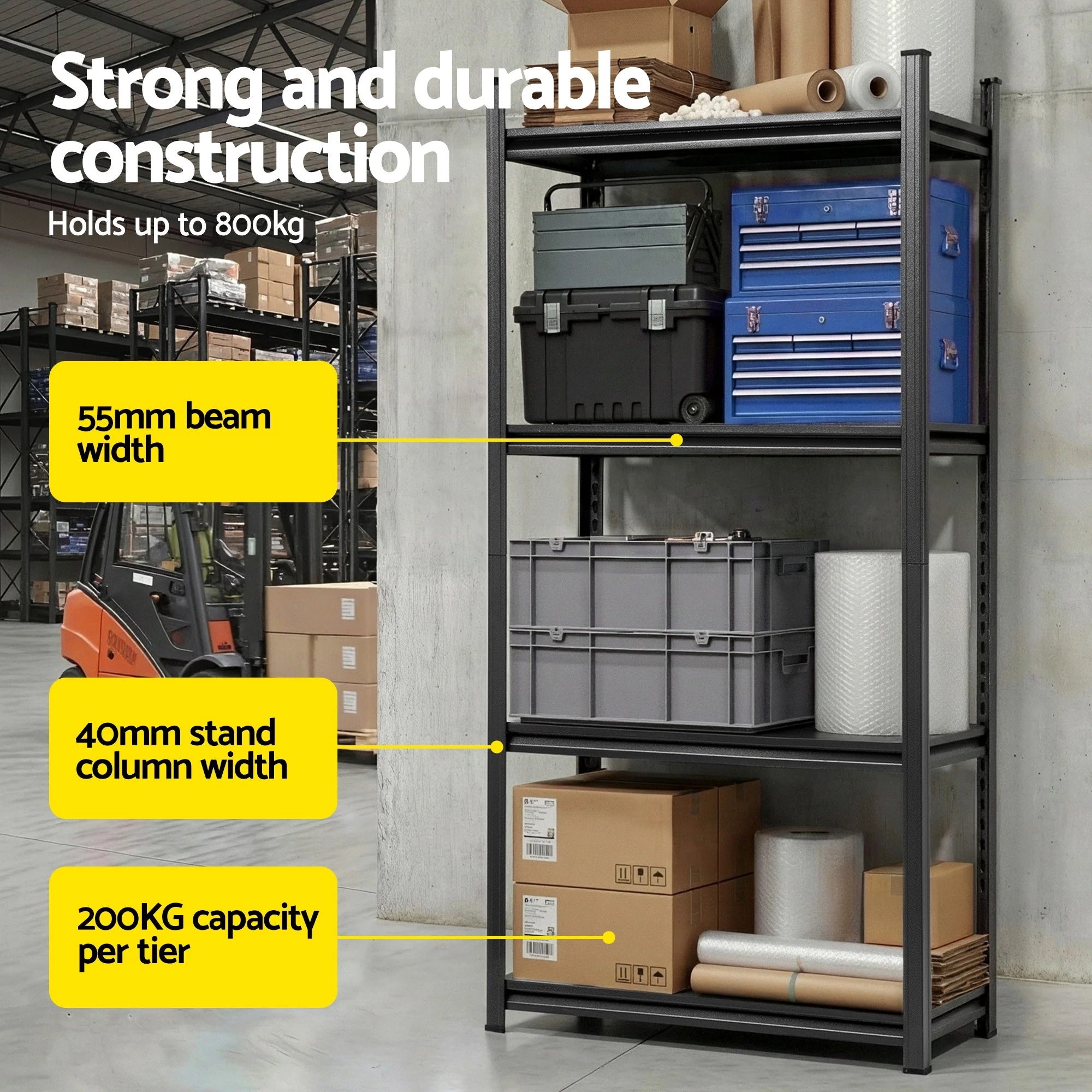 2 Giantz Garage Shelving 1.8X0.9m Warehouse Rack Storage Shelves Workshop Racks Steel - Black, 2 of 6