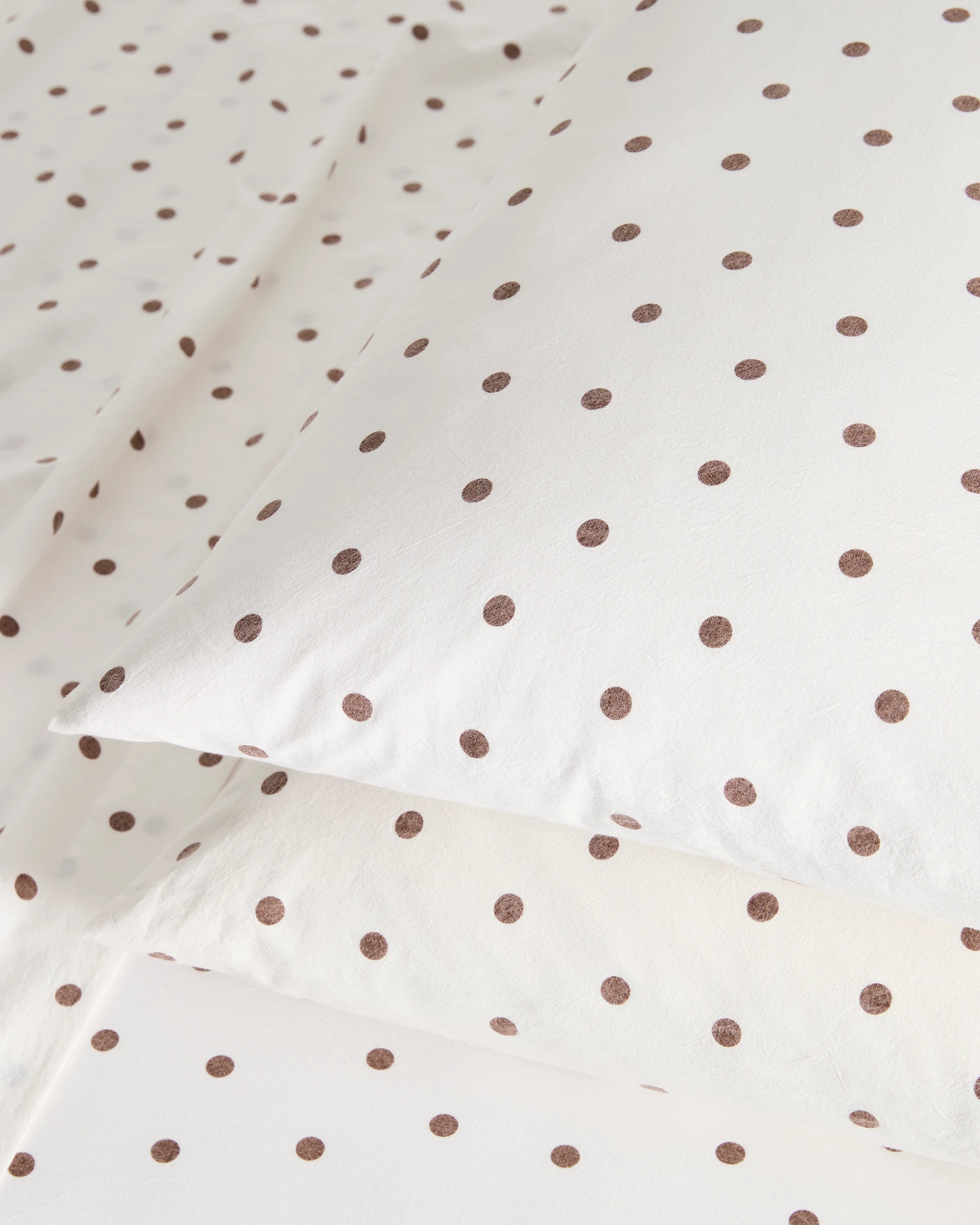 2 Arlo Polka Dot Stonewash Cotton Fitted Sheet - Queen Bed - Brown, 2 of 3