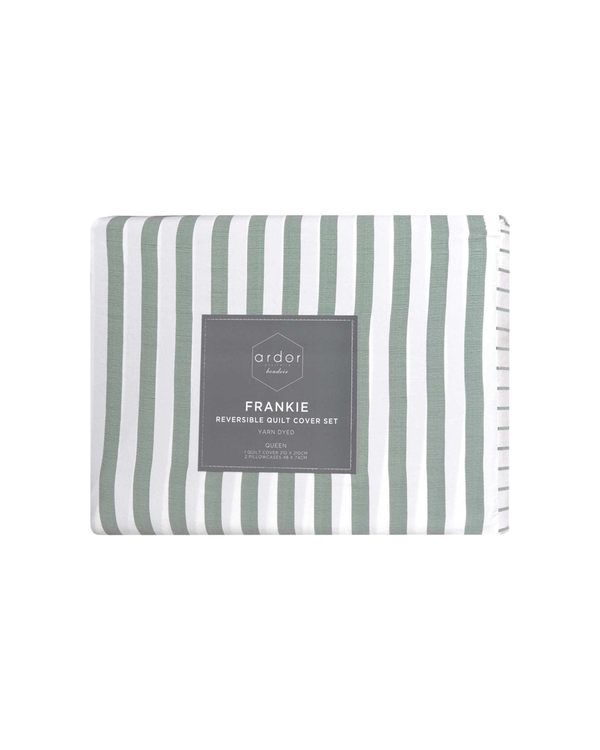 4 Ardor Boudoir Queen Frankie Stripe Quilt Cover Set Sage - Green, 4 of 4