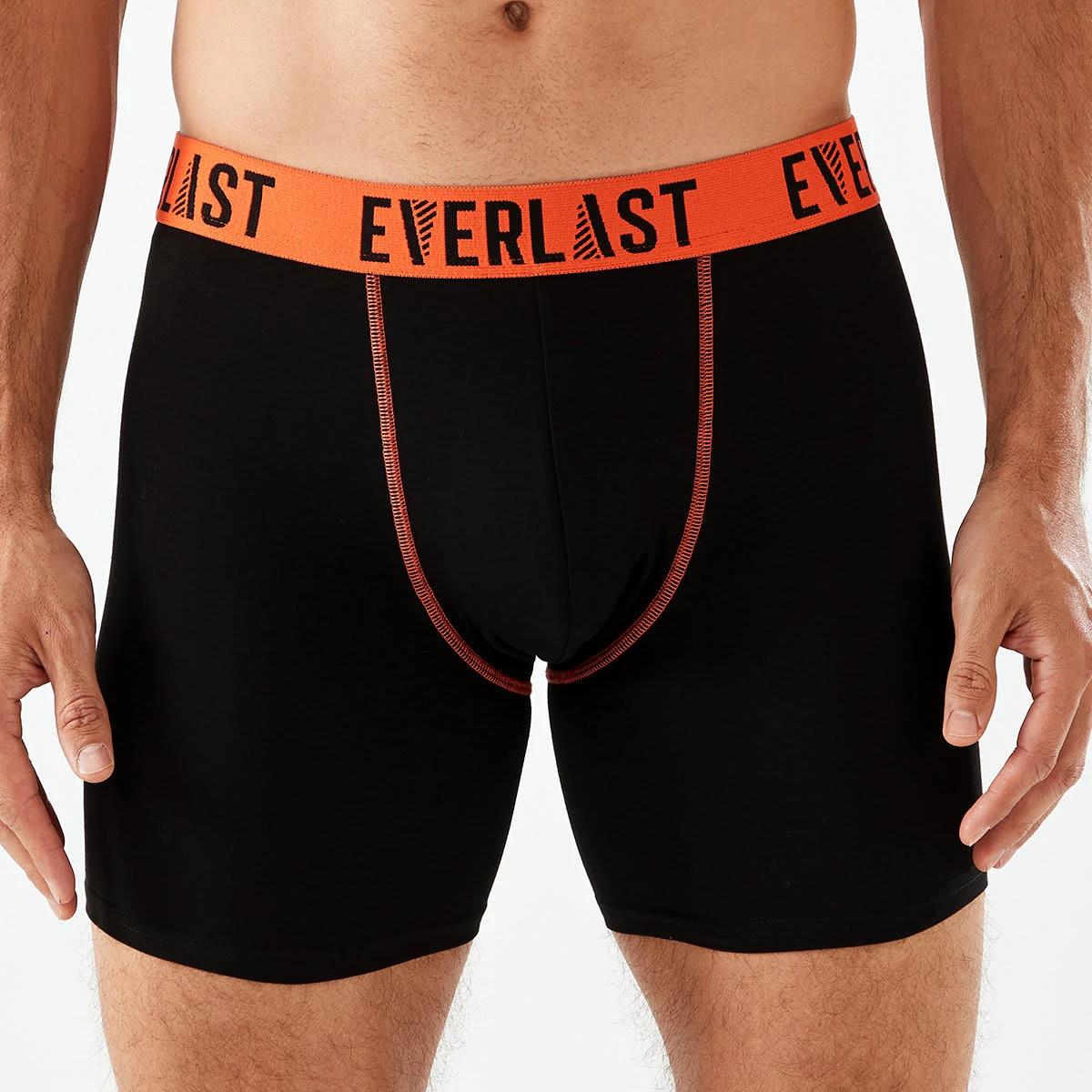 4 3 Pack Everlast Mens Mid Length Trunks Black, 4 of 7
