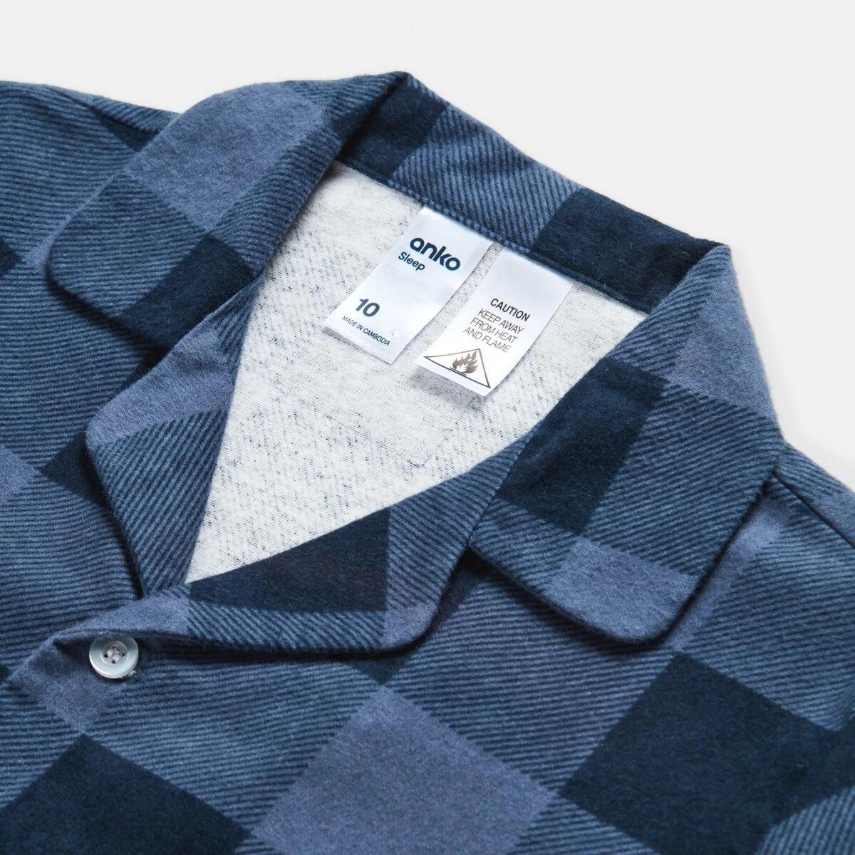 8 Flannelette Pyjama Set Blu Checks, 8 of 9
