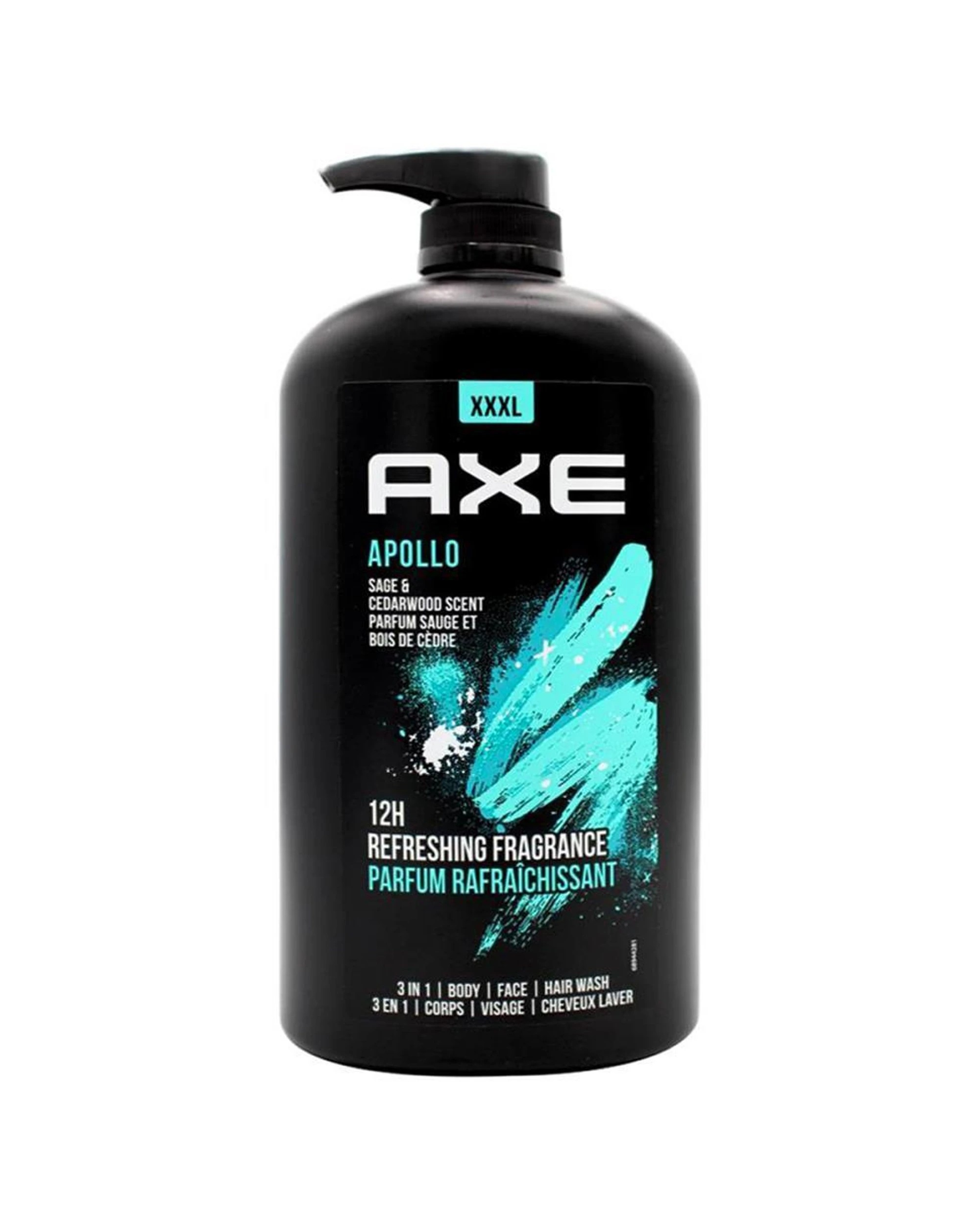 2 Axe Apollo 6PK 3-in-1 Body Face Hair Wash 1L Sage Cedarwood Scent For Men - Black, 2 of 4