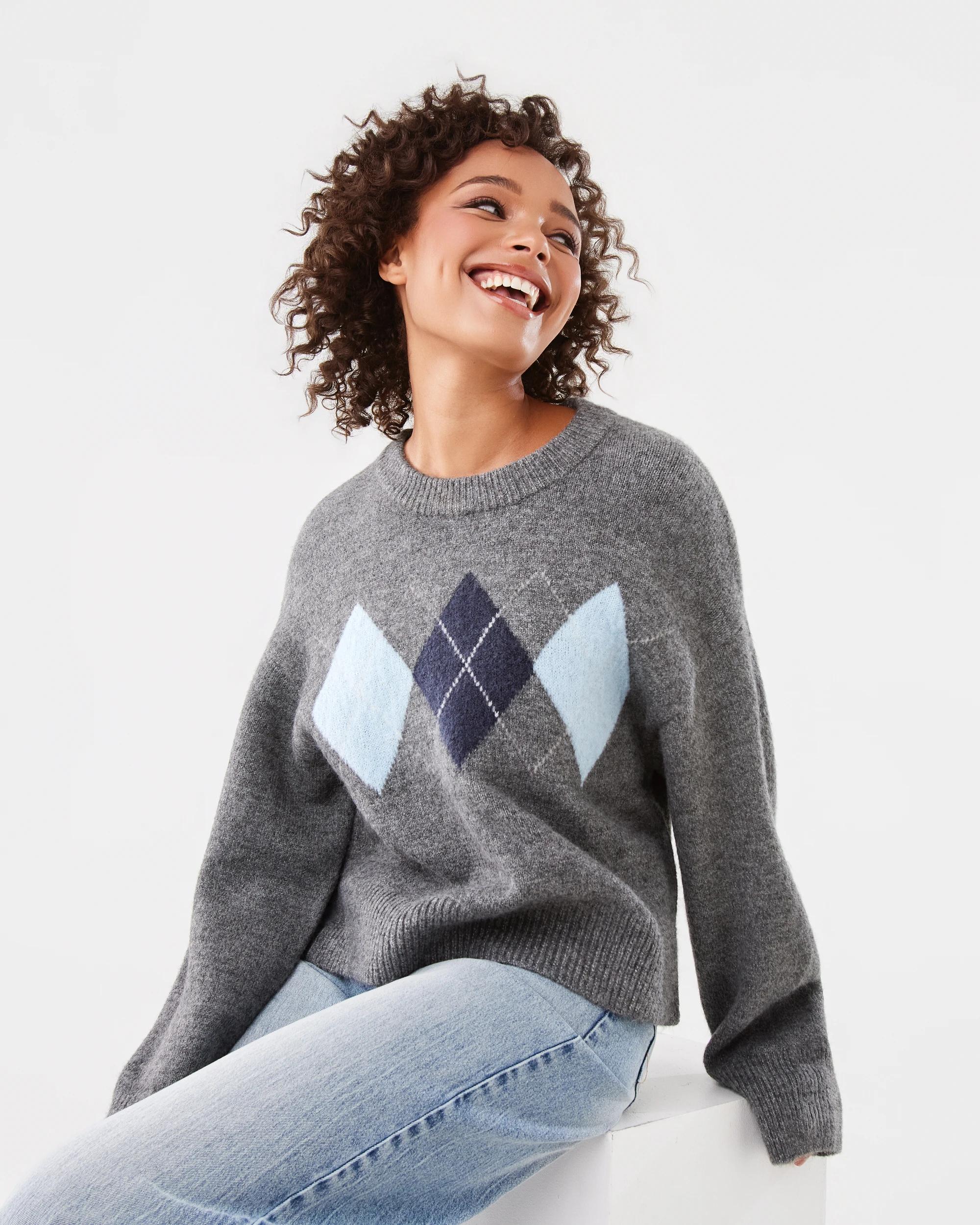 9 Jacquard Knit Jumper Grey Marle, 9 of 9