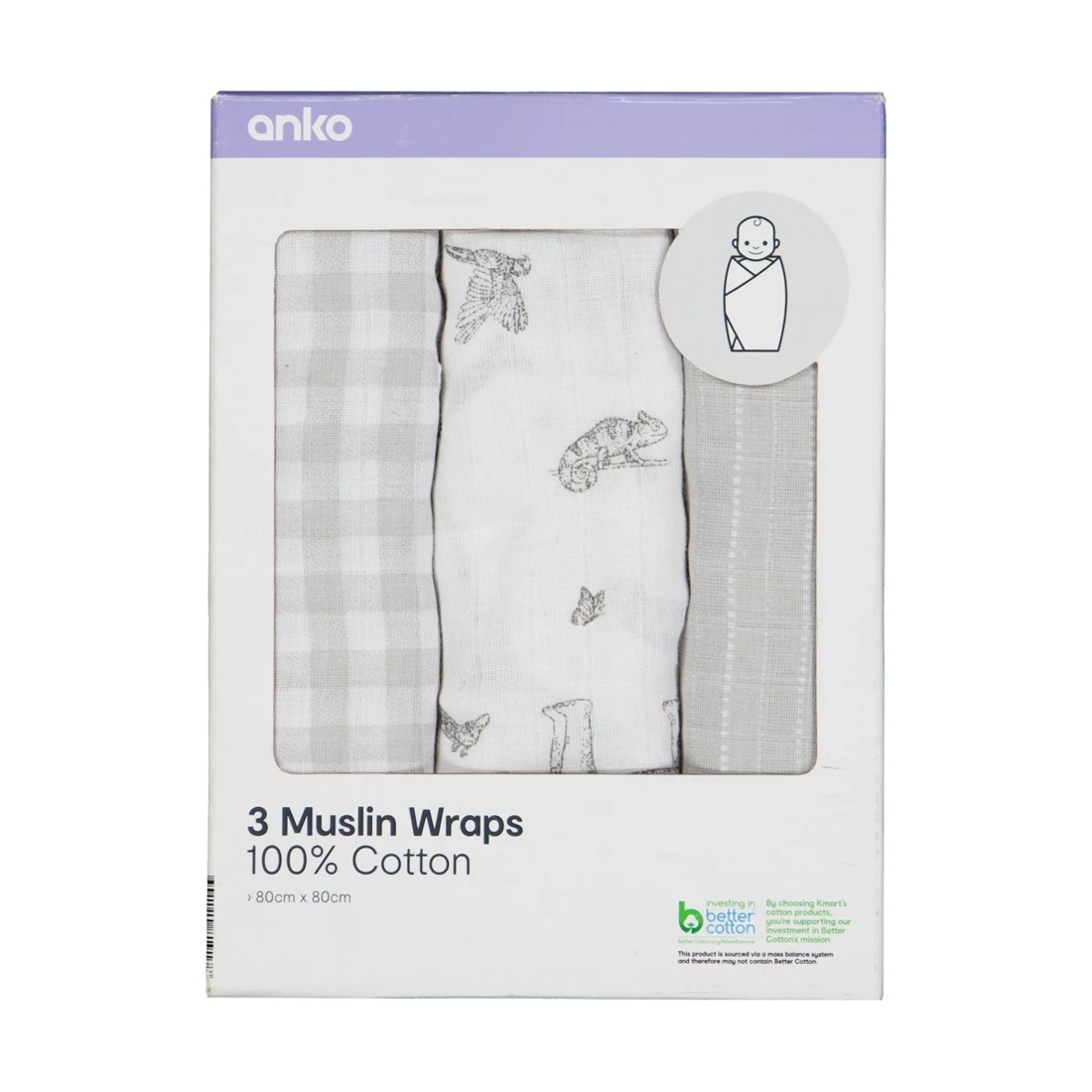 3 3 Pack Muslin Wraps - Jungle, 3 of 6