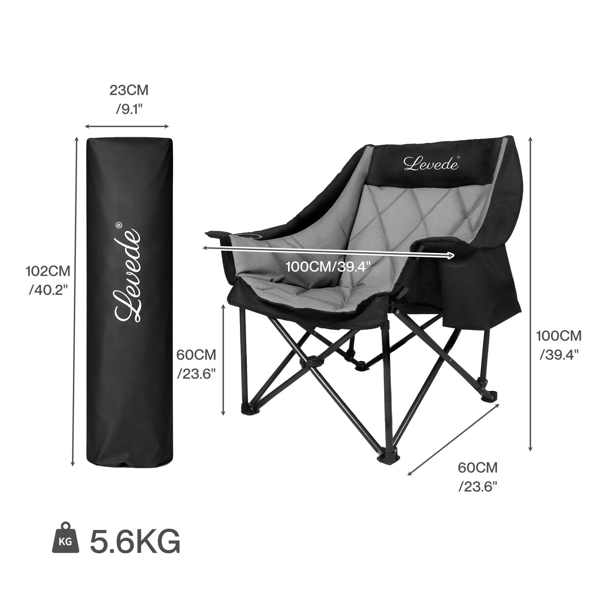 3 Levede Folding Camping Chair Extra Large Outdoor Portable Fishing Travel Seat, 3 of 9