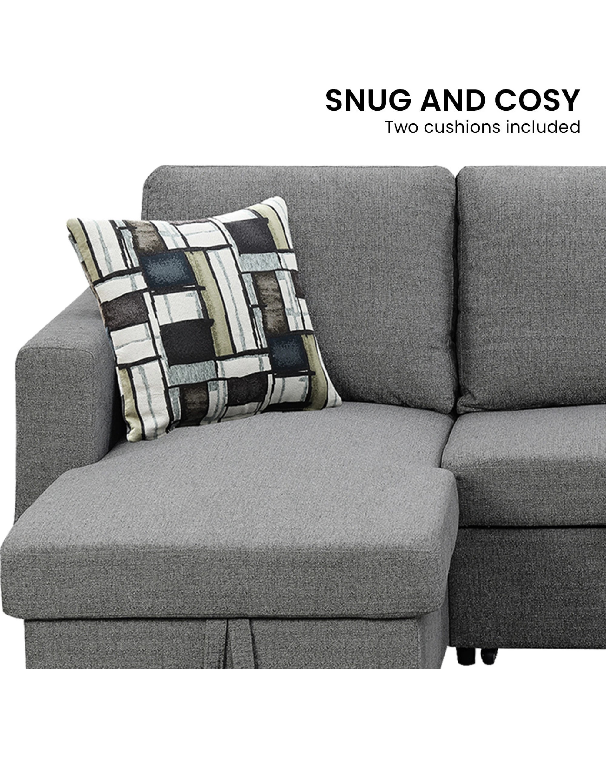 10 Fontana Pullout Sofa Bed With Storage Chaise Lounge Sarantino - Grey, 10 of 10