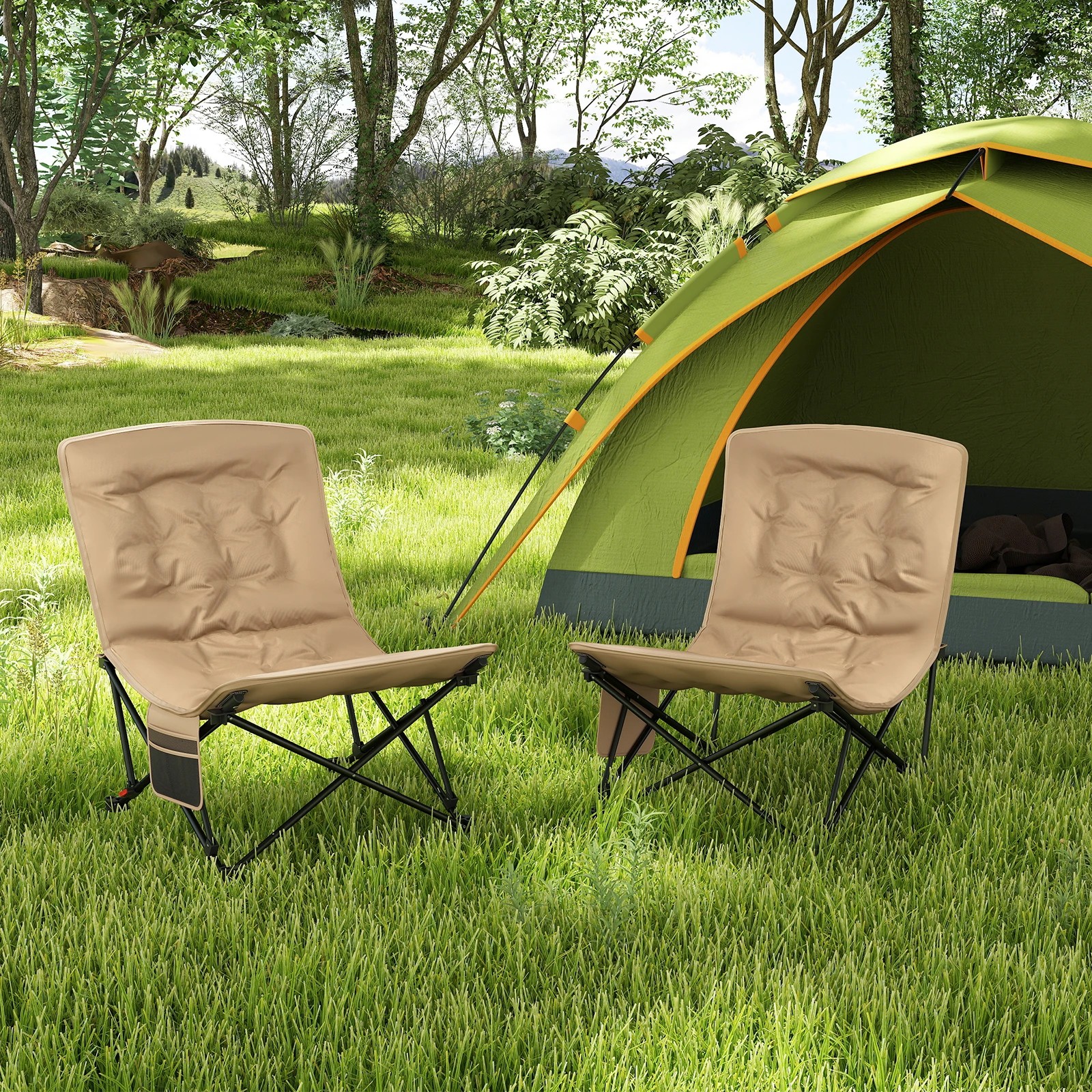 2 Costway 4-Position Padded Outdoor Chair Folding Camping Chair w/Adjustable Backrest - Multi, 2 of 3