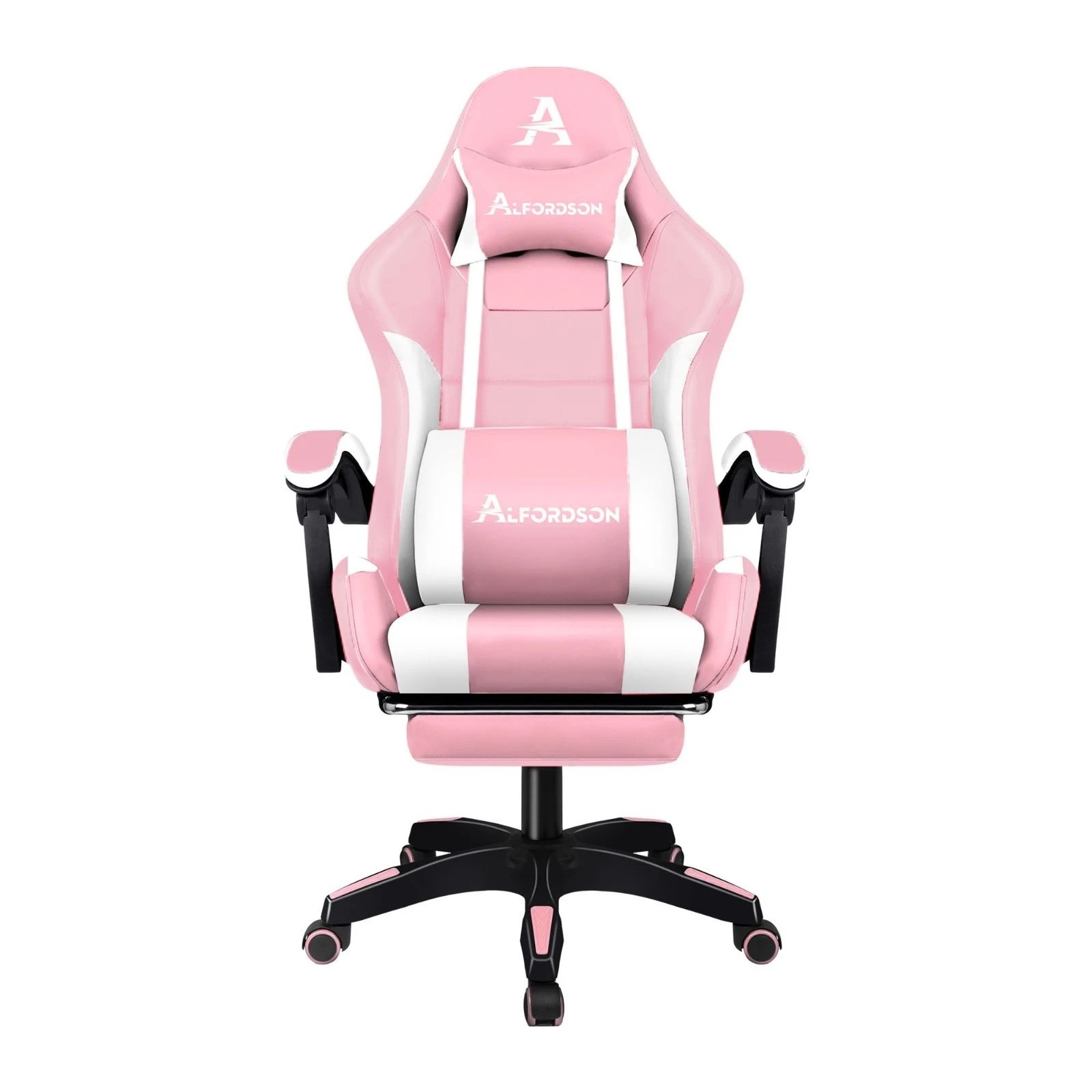 6 Alfordson Gaming Office Chair Extra Large Pillow Racing Executive Footrest Seat - Pink, 6 of 10
