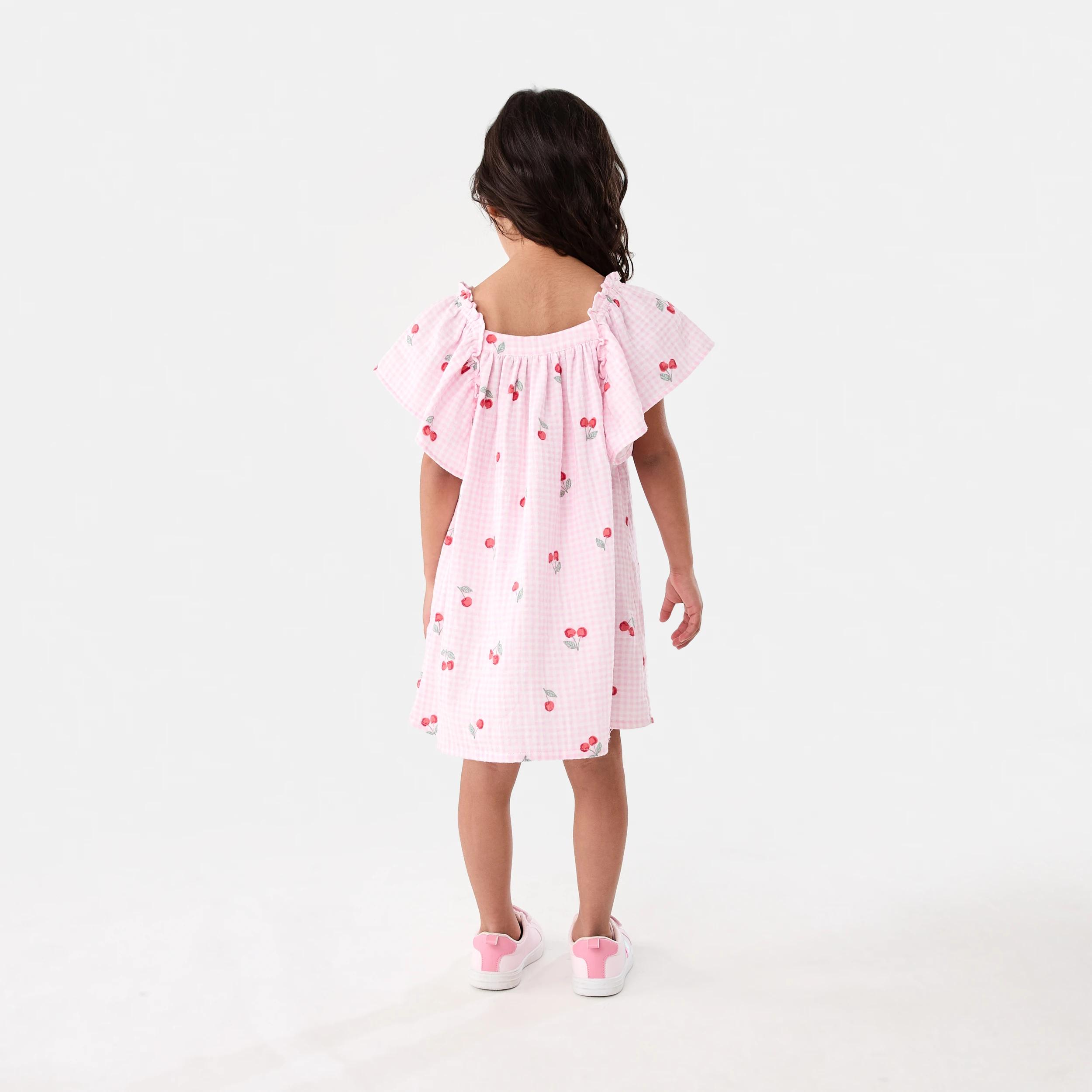 8 Woven Frill Sleeve Dress Pnk Cherry, 8 of 8