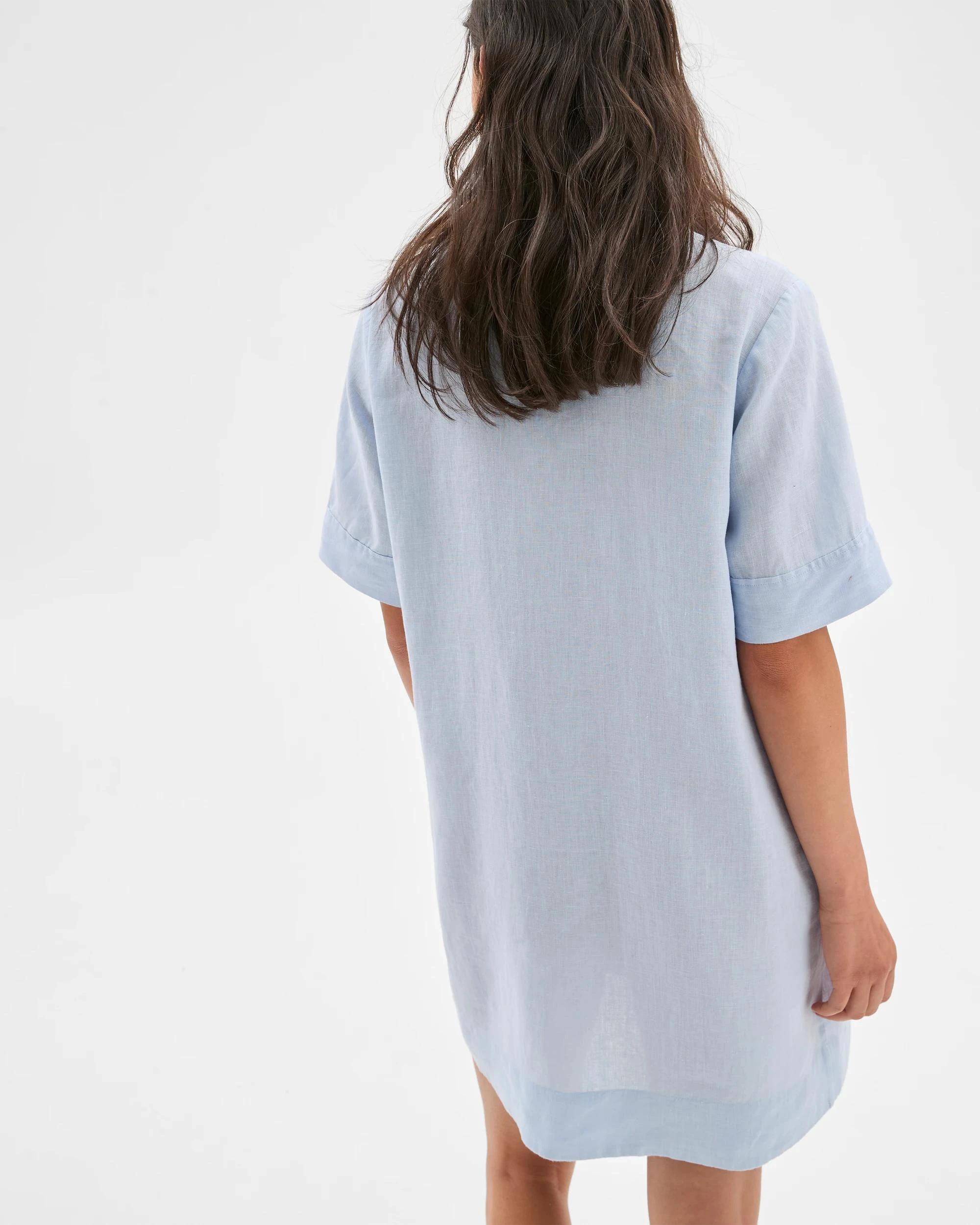 3 Target Woman European Linen Polo Mini Dress SUMMER BLUE, 3 of 7