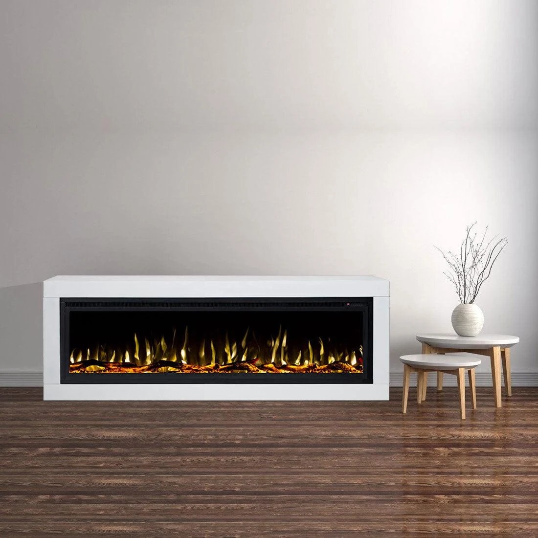 7 Moda Living Concerto 60 inch Electric Fireplace Insert with Horizon White Mantel Suite - White, 7 of 7