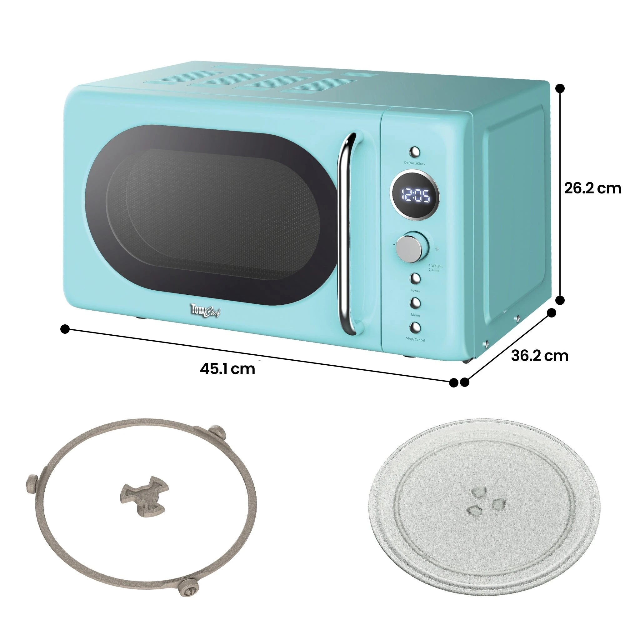 8 Total Chef 20L Retro Microwave Oven - Blue, 8 of 8