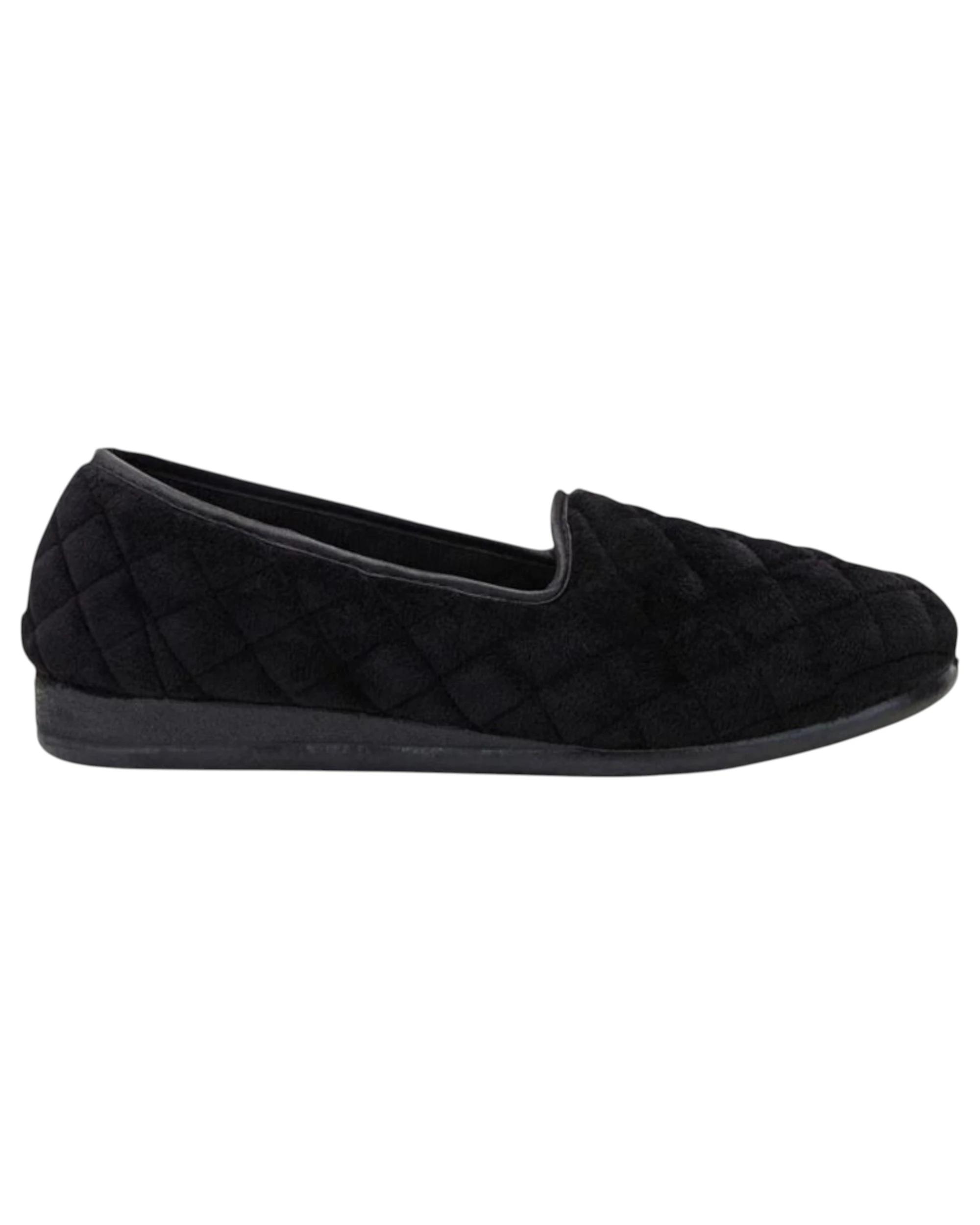 2 Grosby Womens Dawn Black Comfortable Slippers Ladies Shoes Slip On Flats BLACK, 2 of 3
