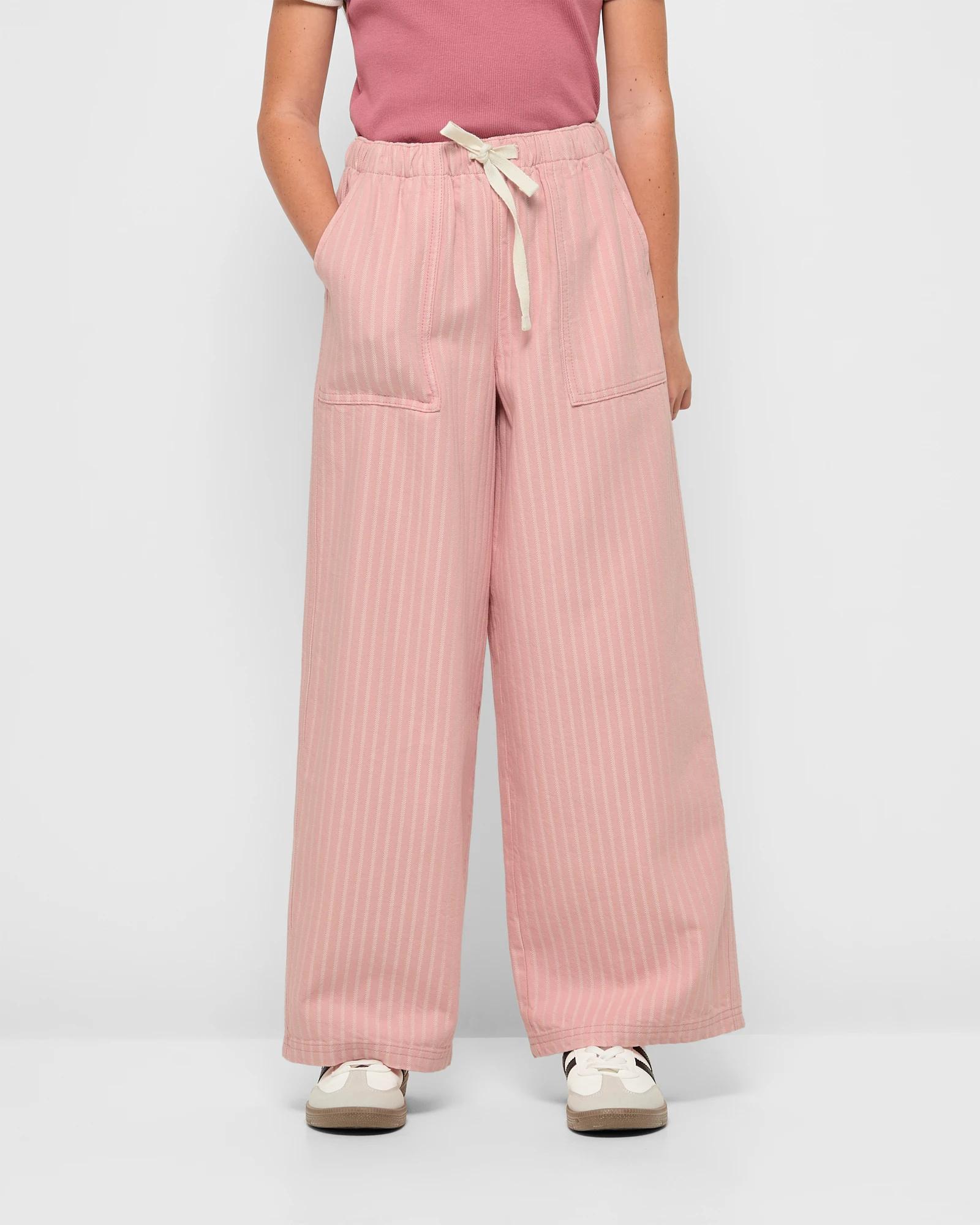 1 Target Wide Leg Textured Denim Pull On Pant PINK, 1 of 6
