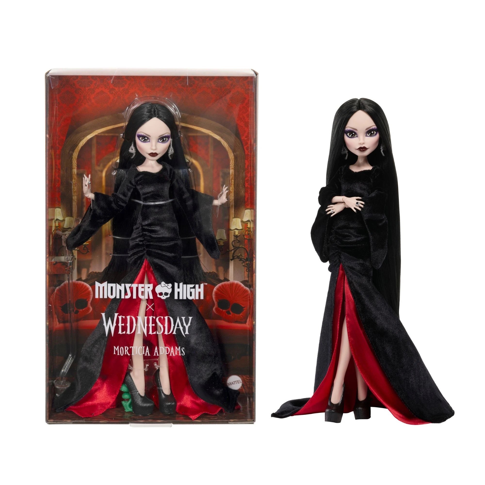 1 Monster High x Wednesday Morticia Addams Doll, 1 of 6