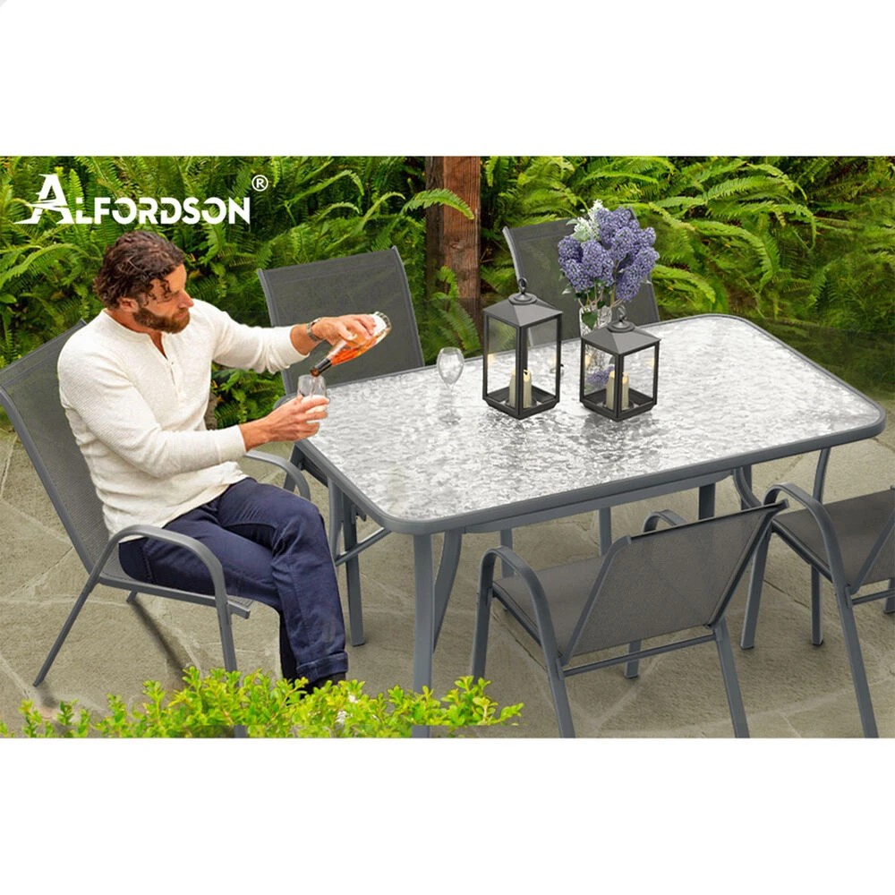 10 Alfordson 5PCS Outdoor Dining Set Table and Chairs Patio Furniture Garden - Grey, 10 of 10