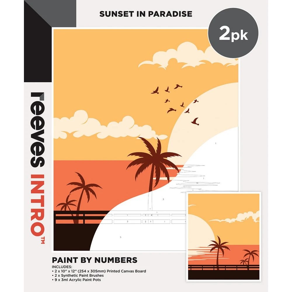 1 Reeves Intro Paint By Number 10x12" Sunset In Paradise 2 Pack, 1 of 3