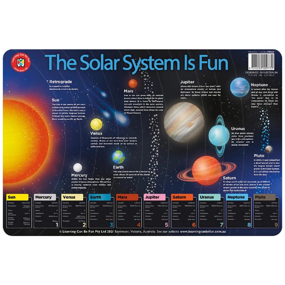 1 Learning Can Be Fun Solar System Placemat, 1 of 1