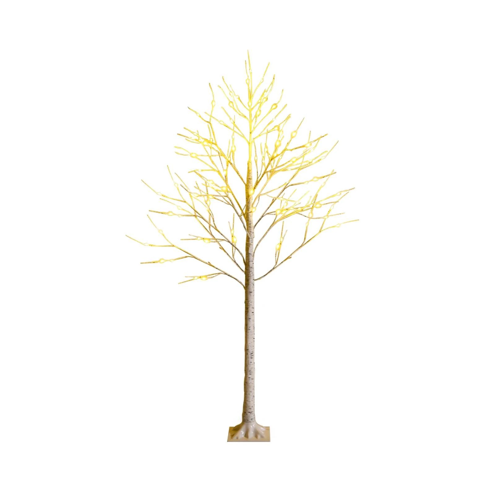 1 Costway 1.8M/6ft Artificial Birch Twig Christmas Tree w/72 Warm White LEDs, 1 of 4