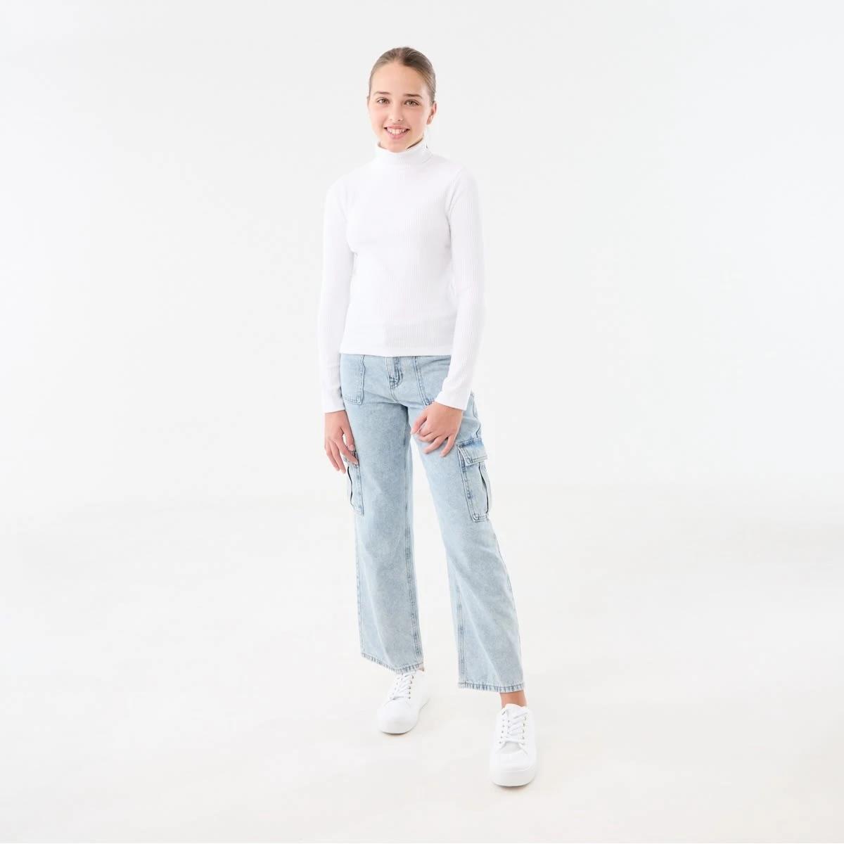 5 Long Sleeve Rib Skivvy Top White, 5 of 8