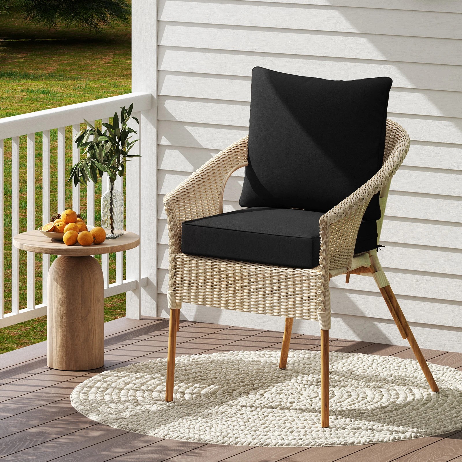 1 Costway Lounge Chair Cushion Set Indoor Outdoor Seat Pads Detachable Patio Furniture Cushions - Black, 1 of 3
