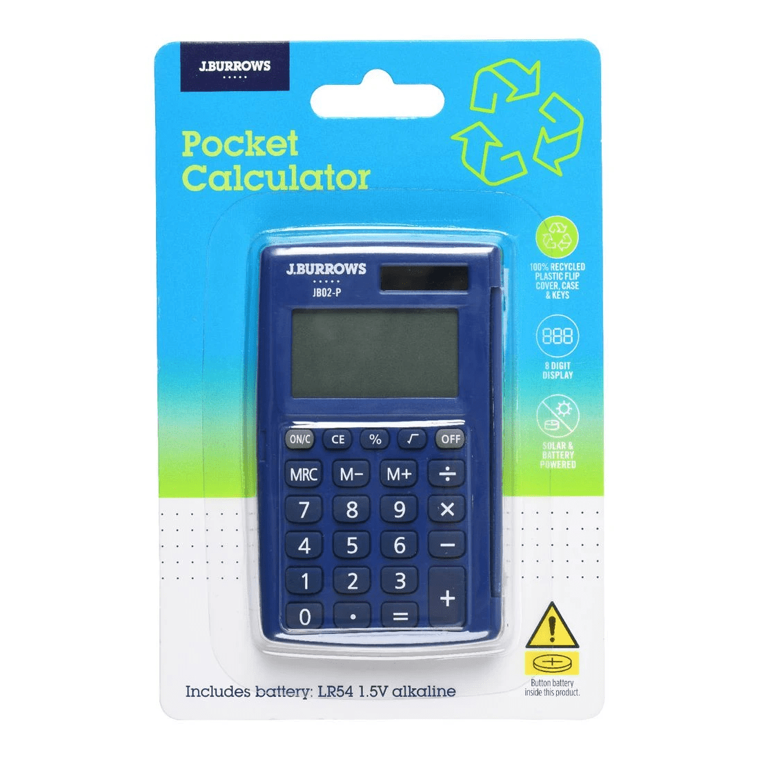 4 J.Burrows Pocket 8 Digit Calculator Navy, 4 of 5