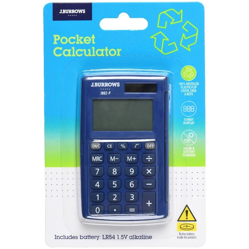 4 J.Burrows Pocket 8 Digit Calculator Navy, 4 of 5