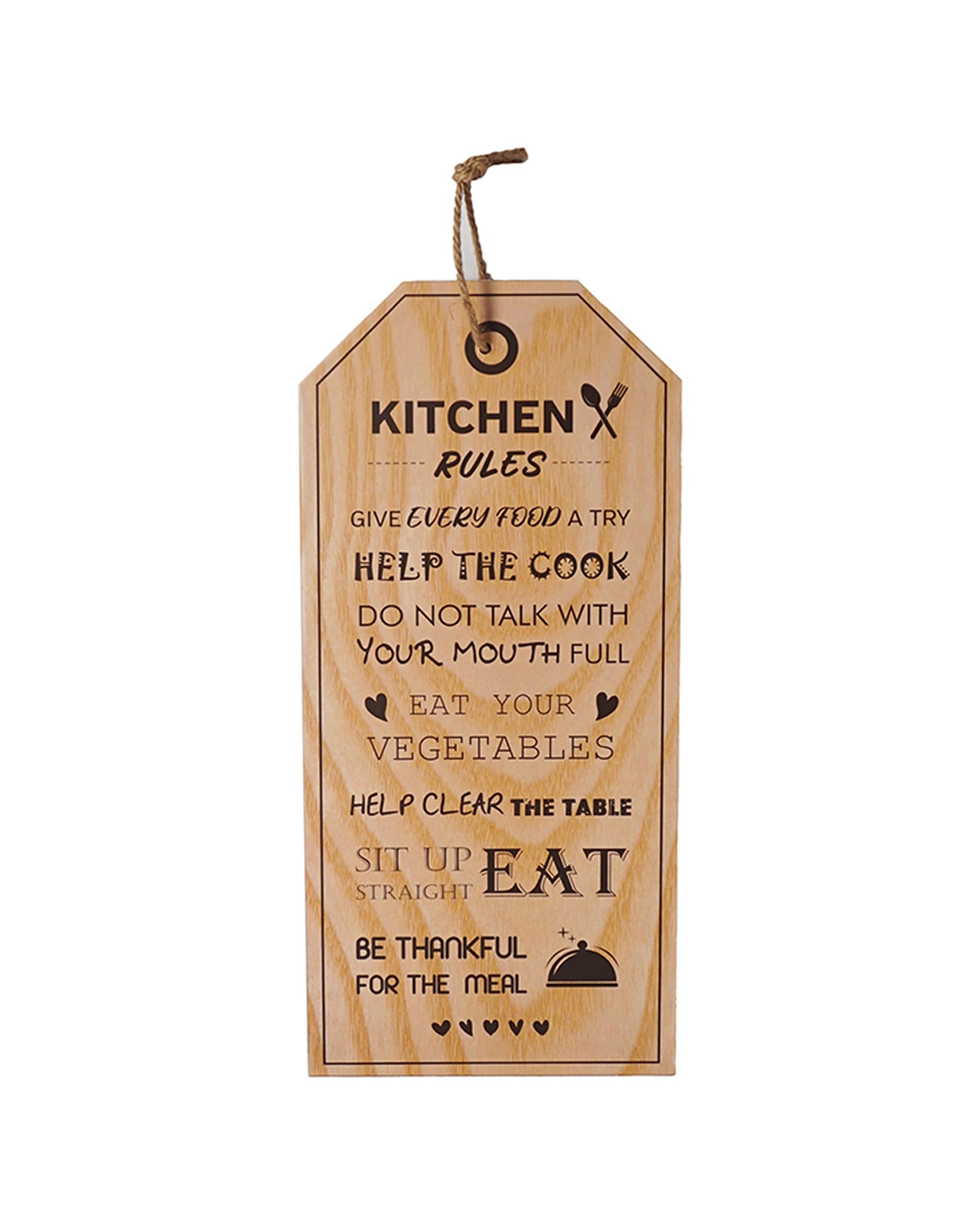 1 Unigift Kitchen Rules Plaque Home Wall Art Stylish Design 22x55cm, 1 of 2