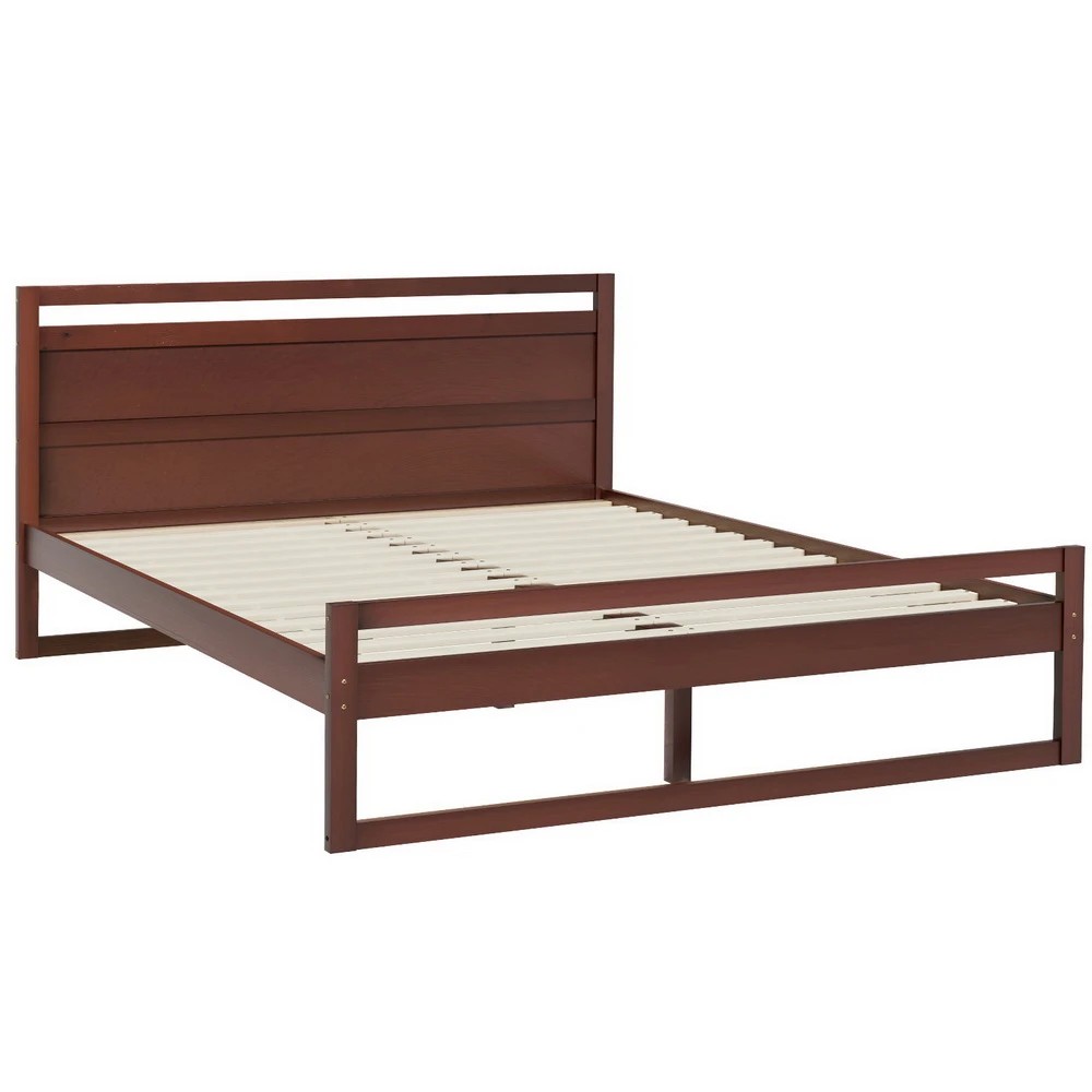 1 Artiss Bed Frame Queen Size Wooden Walnut WITTON - Brown, 1 of 7