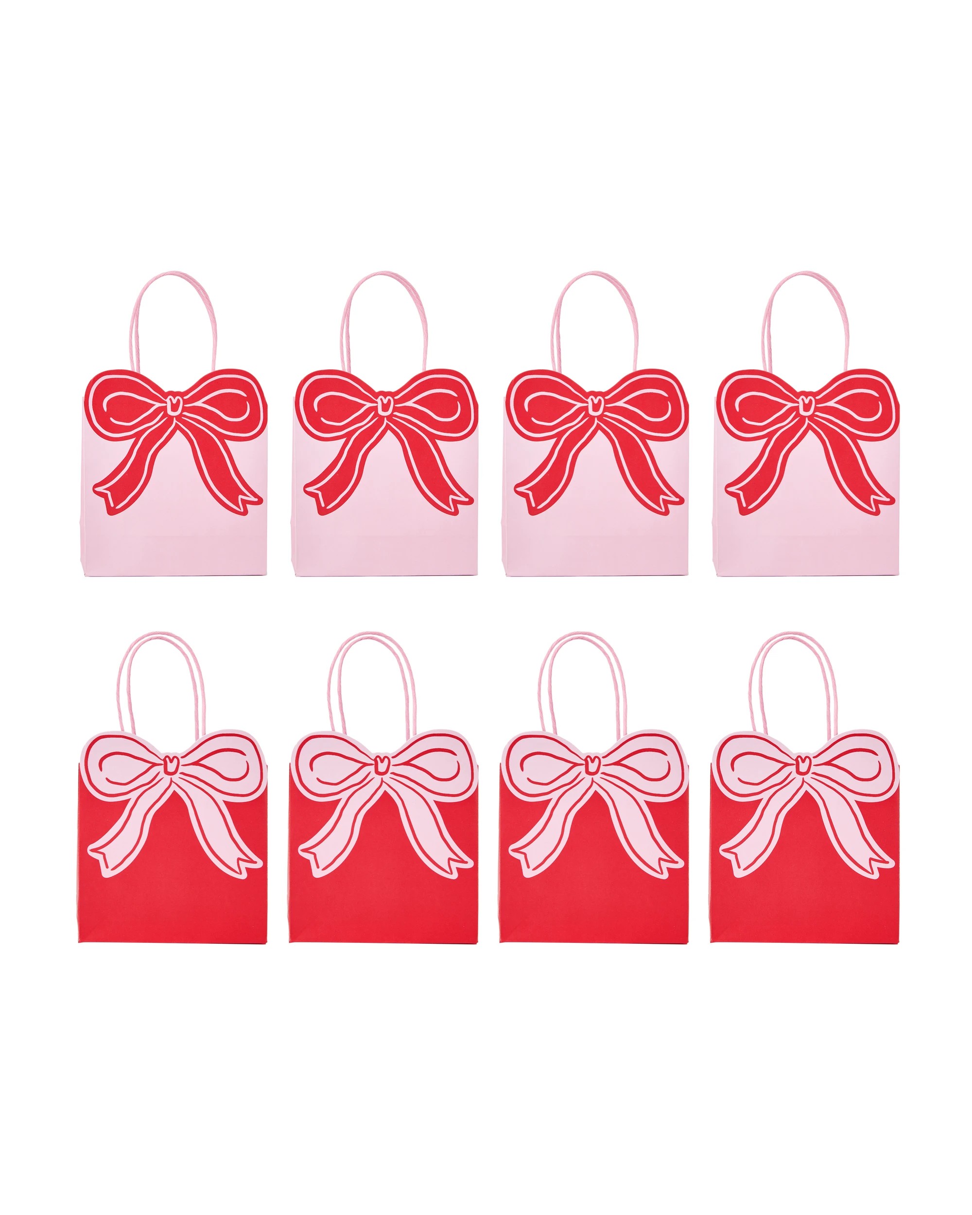 1 8 Piece Pink and Red Bow Shaped Loot Bag, 1 of 6