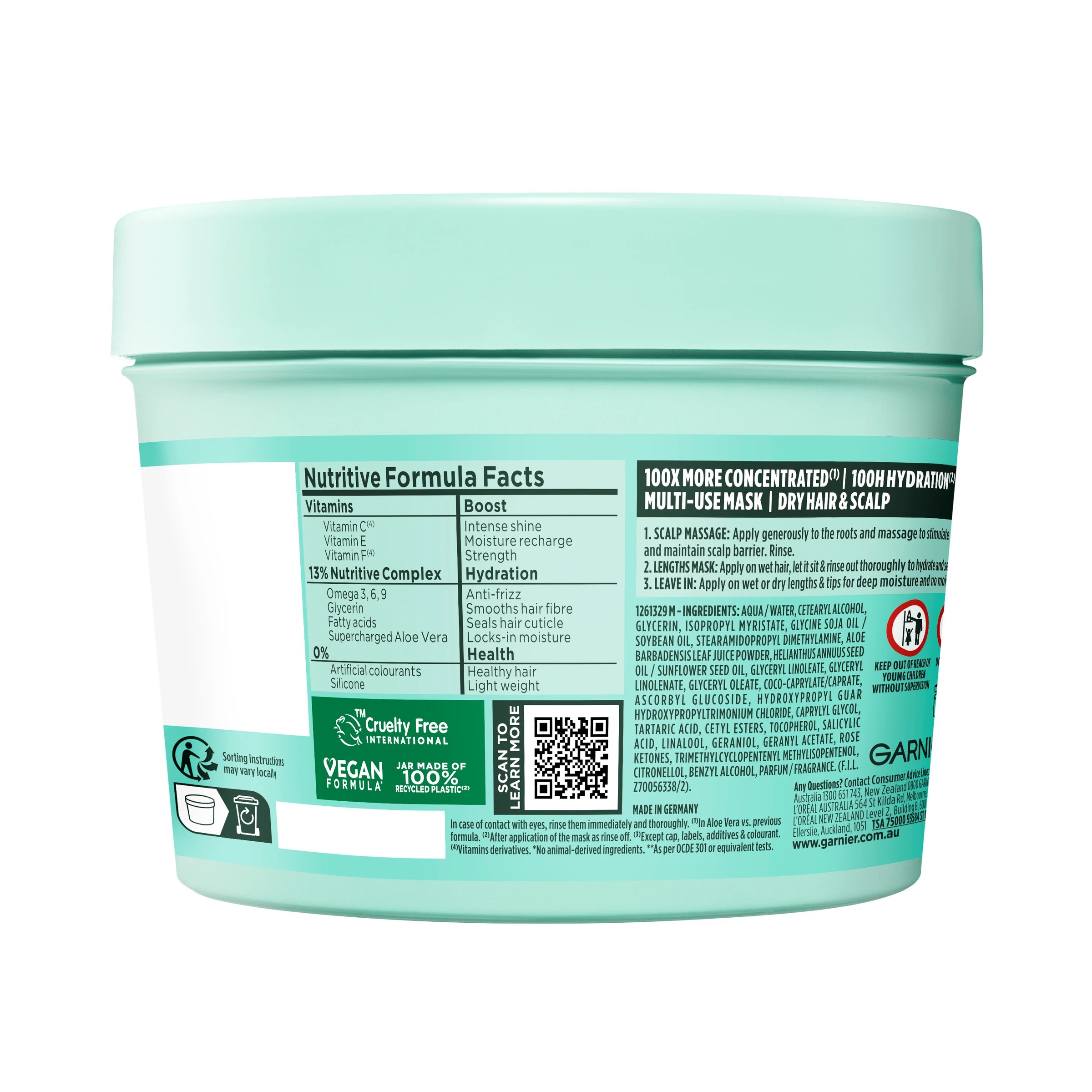 2 Garnier Fructis Hydrating Hair Food 390ml -  Aloe Vera, 2 of 9