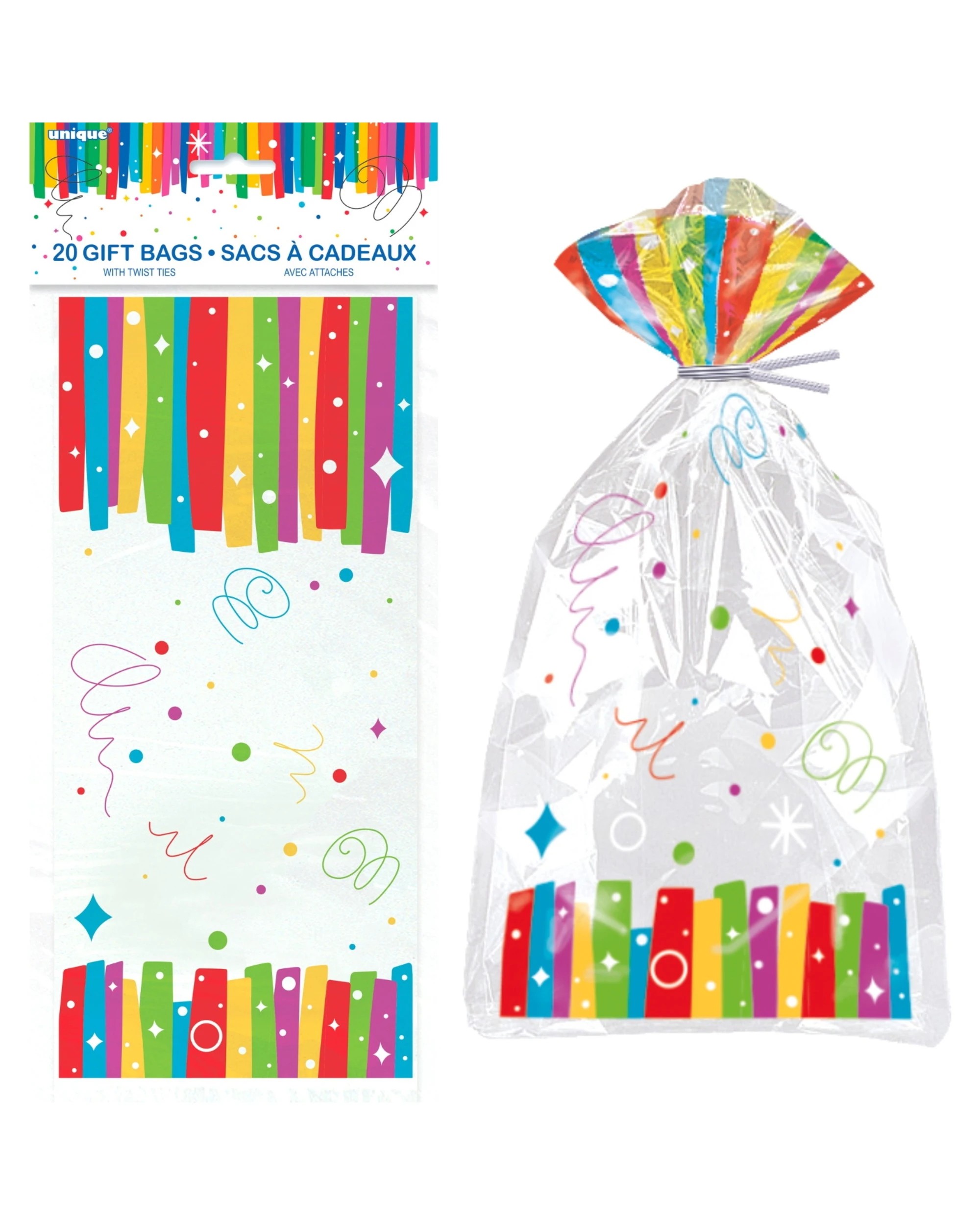 1 Unique Rainbow Ribbons Happy Birthday Lolly/Treat Bags Pack of 20 - Rainbow, 1 of 2