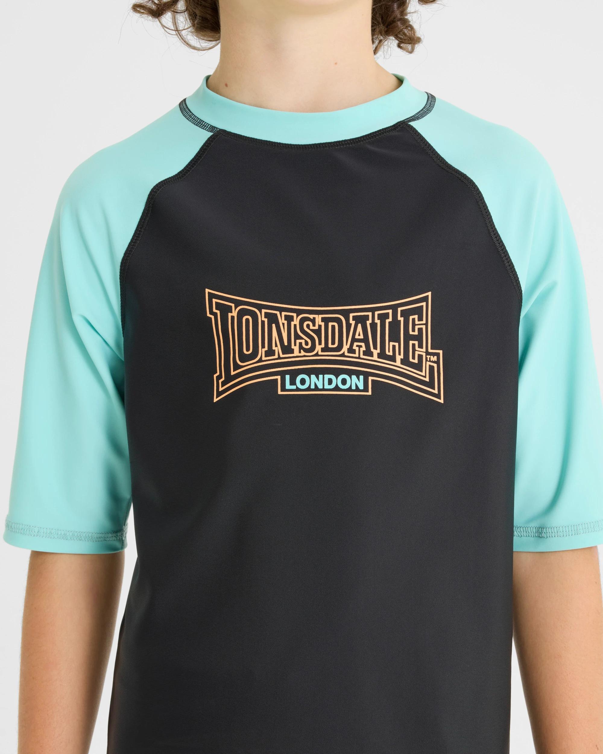 4 Lonsdale London Short Sleeve Cove Rash Vest BLACK, 4 of 5