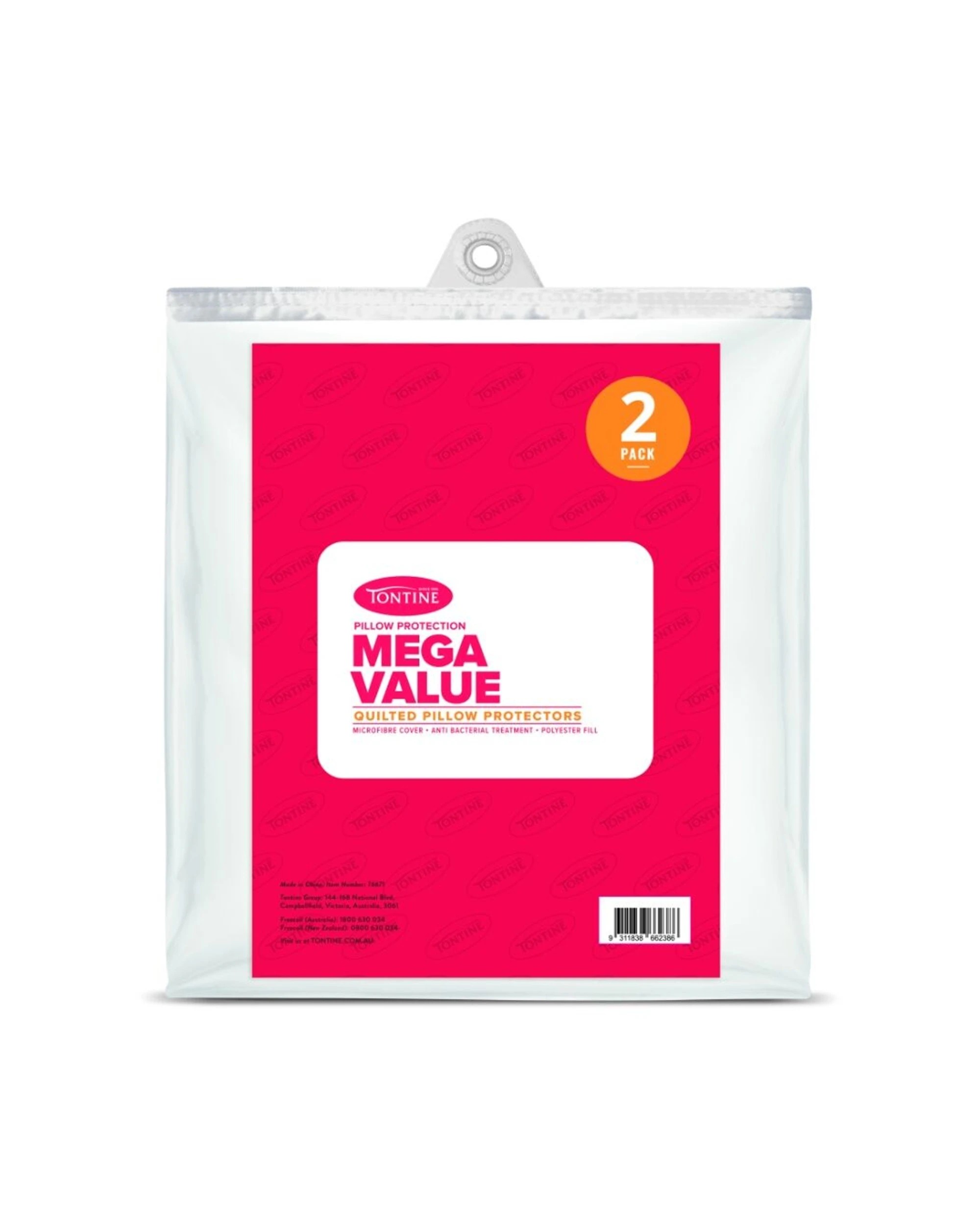 1 Tontine Mega Value Soft Microfibre Quilted Pillow Protector Standard 2pc - White, 1 of 1