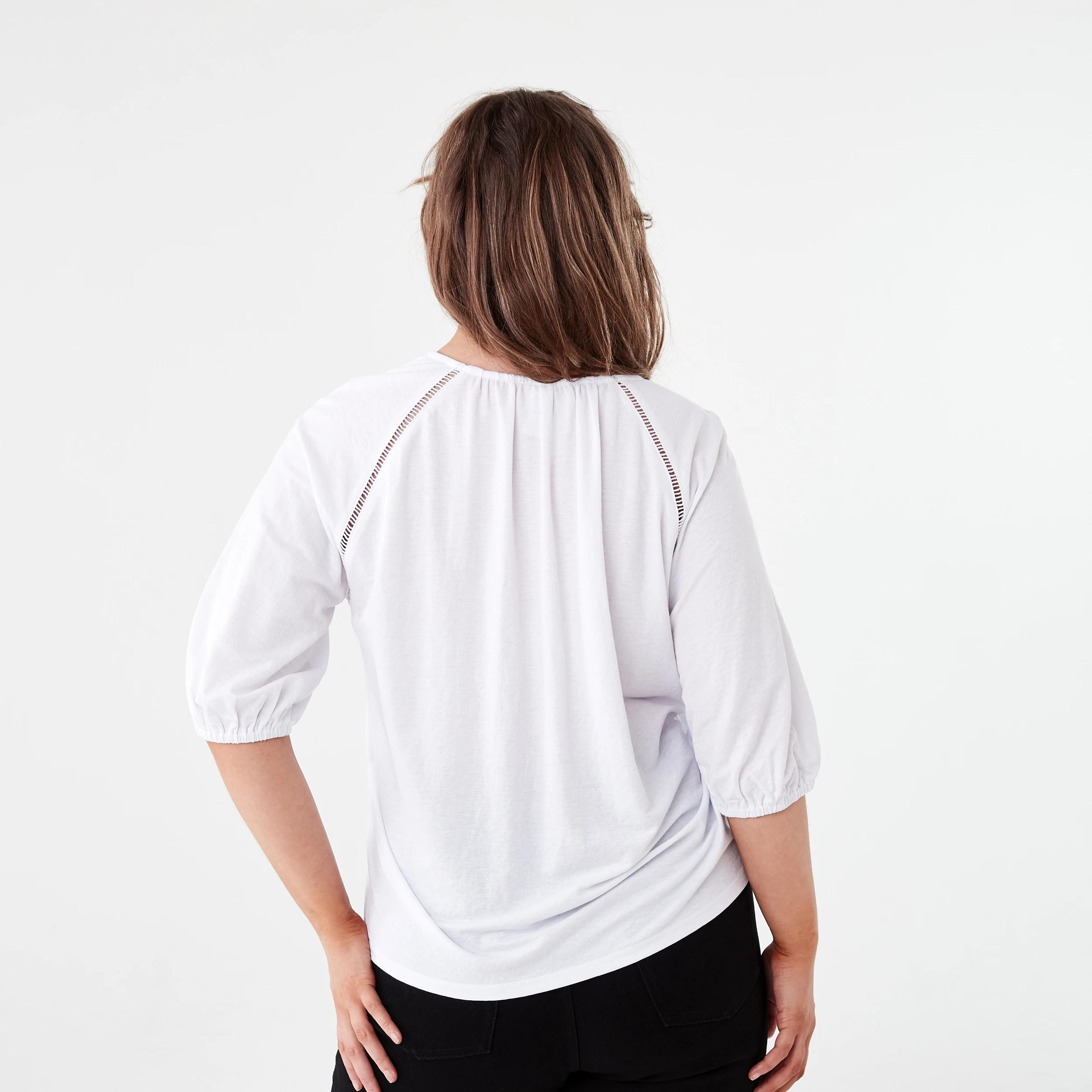 3 Short Sleeve Button Detail Top WHITE, 3 of 6