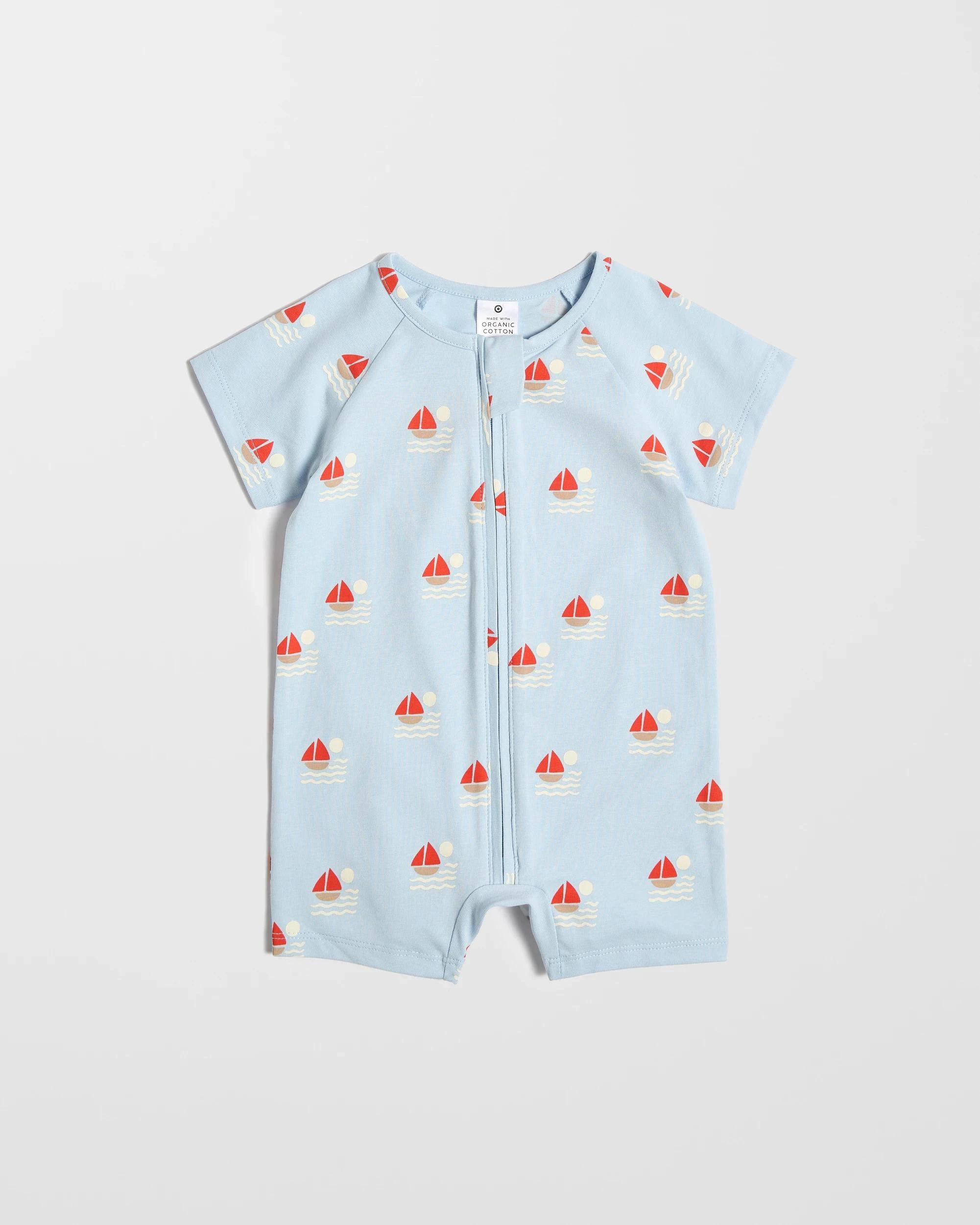 3 Target Baby Baby Organic Cotton Zip Romper 2 Pack SAILBOATS BLUE, 3 of 5