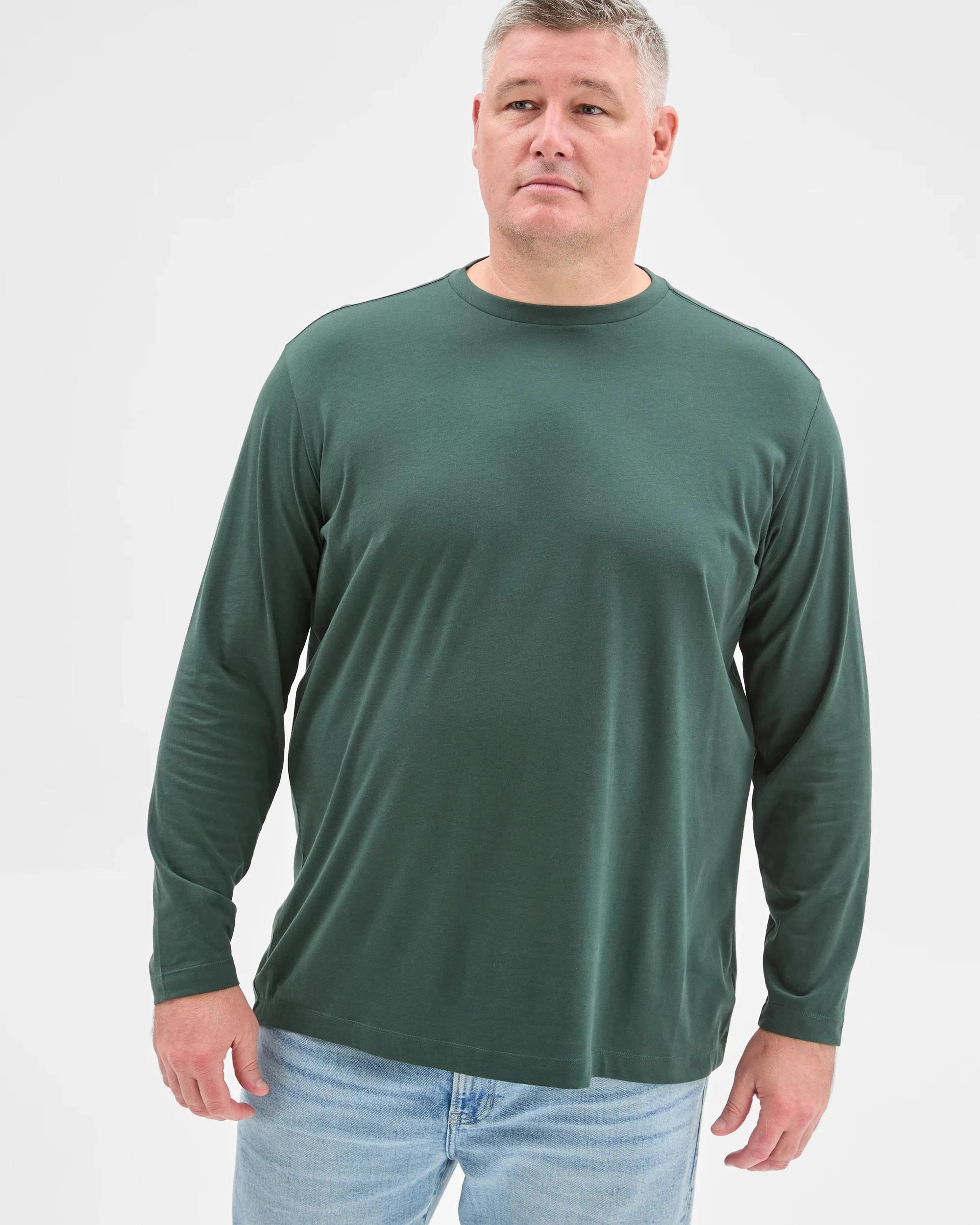 1 Target Man Plus Plus Size Australian Cotton Long Sleeve T-Shirt WINTER GREEN, 1 of 6