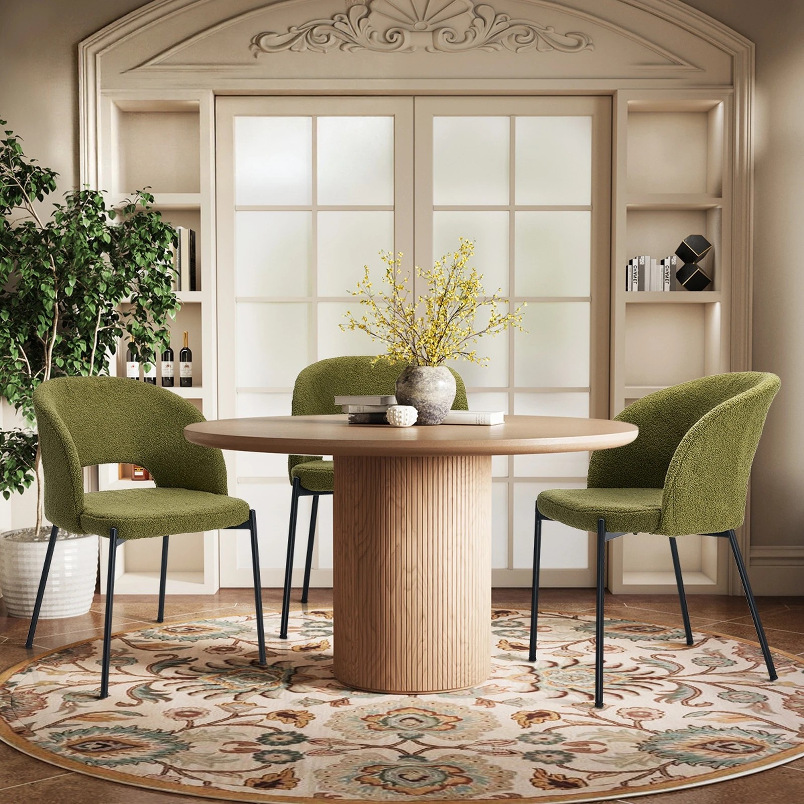 5 Oikiture 2x Armchair Dining Chair Accent Chairs Tub Armchairs Sherpa
 - Green, 5 of 10