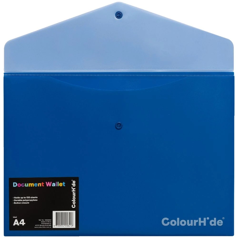 2 ColourHide A4 Document Wallet Navy/Teal, 2 of 4