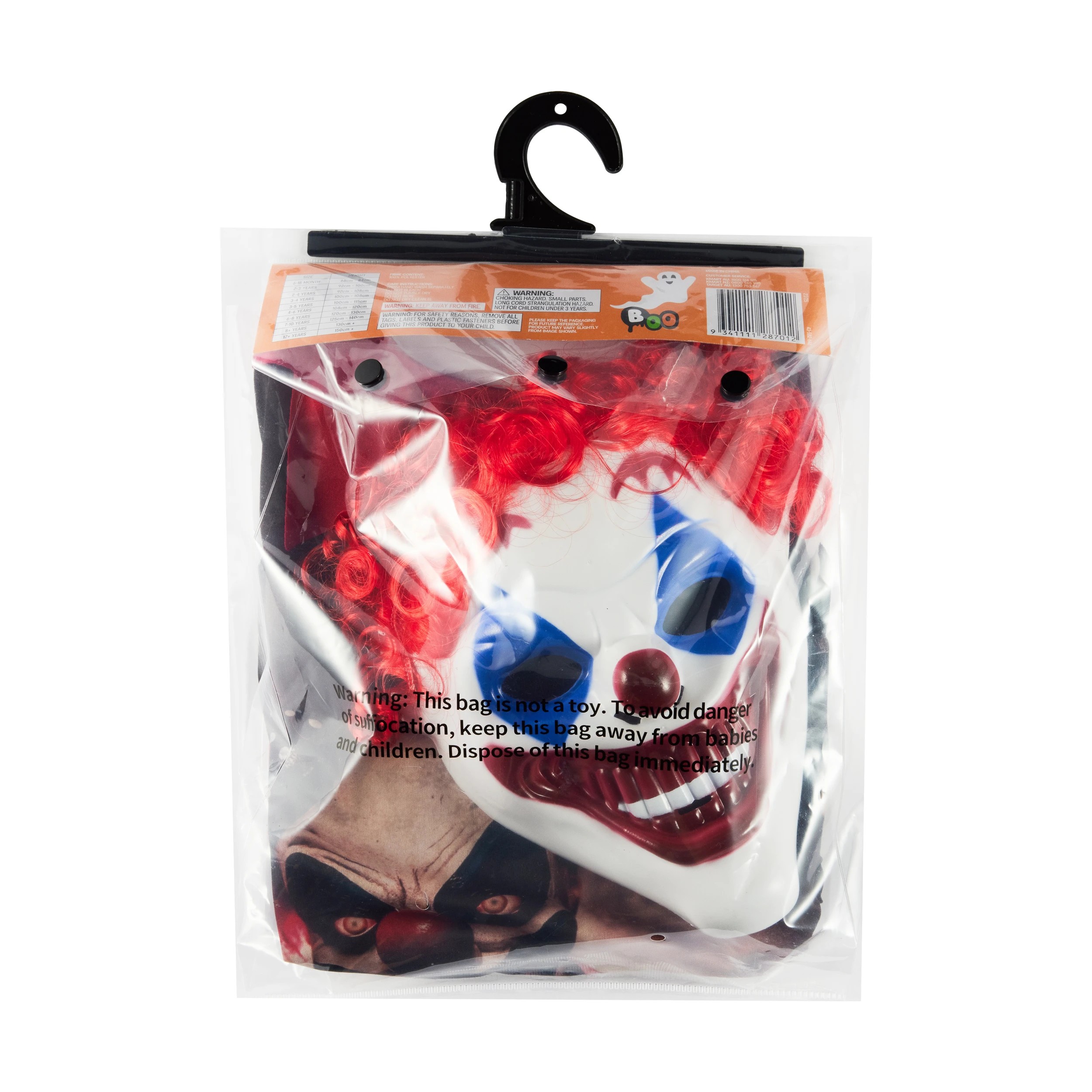 1 3 Piece Clown Costume With Mask - Ages 8+