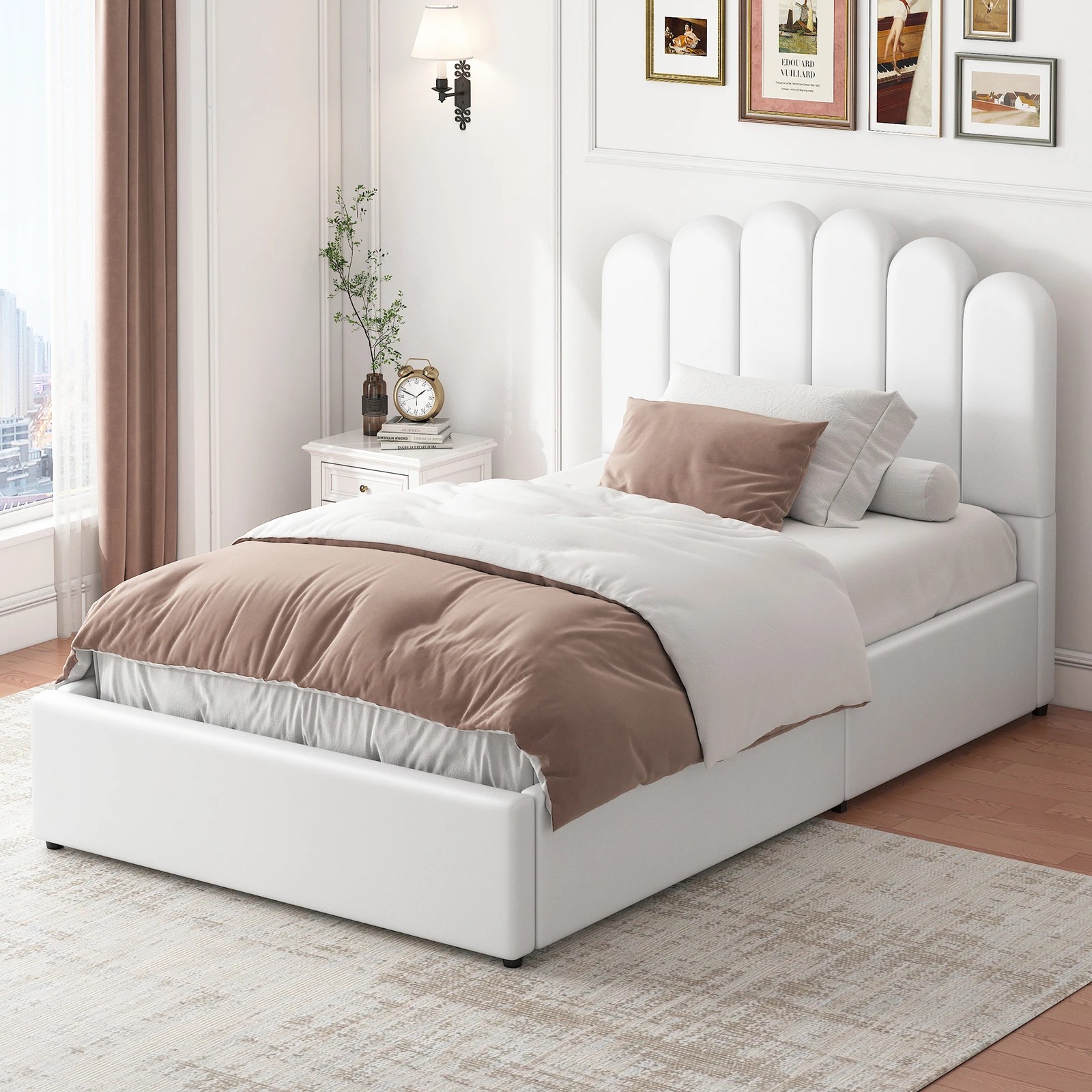 6 Alfordson Bed Frame King Single Gas Lift Storage Base Wooden Milton - White, 6 of 10