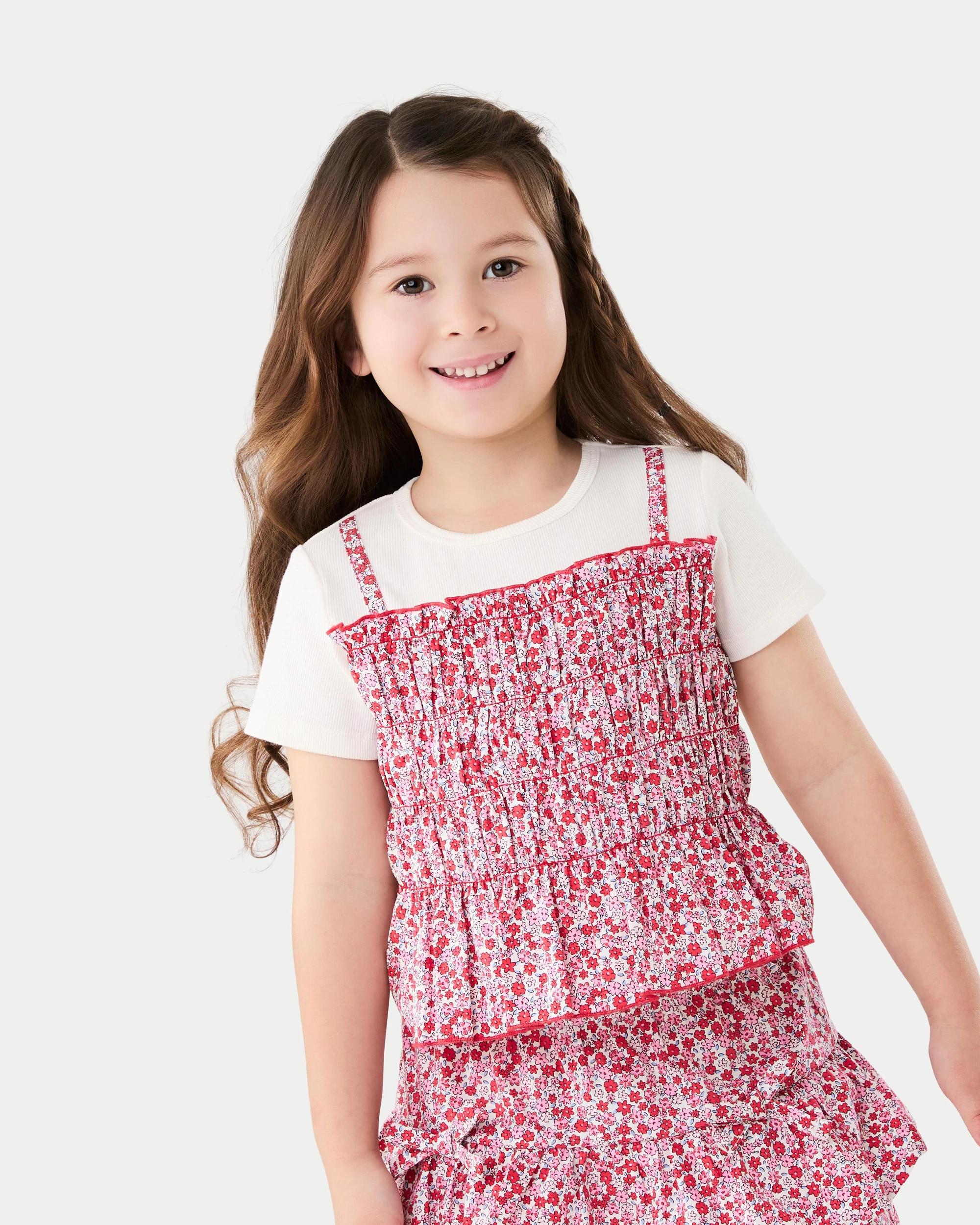 3 2-in-1 Short Sleeve T-shirt Red Floral, 3 of 6