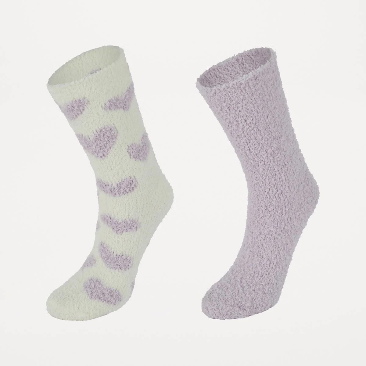1 2 Pack Plush Home Socks Heart, 1 of 3