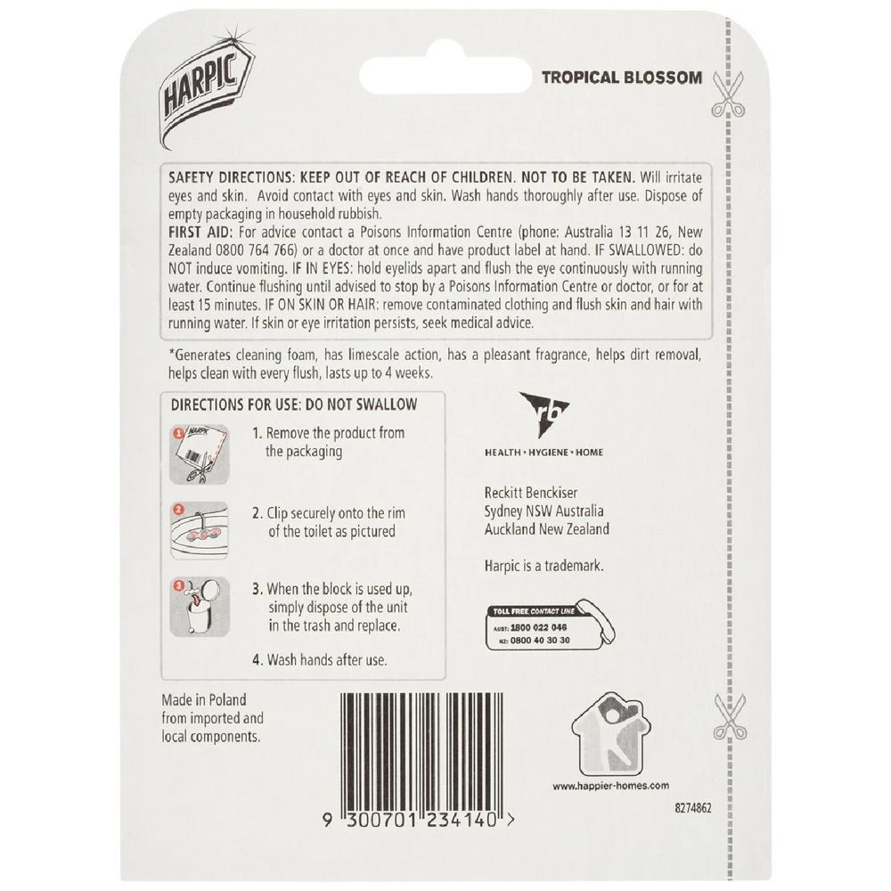 2 Harpic Fresh Power6 Toilet Block Tropical Blossom 35g, 2 of 2